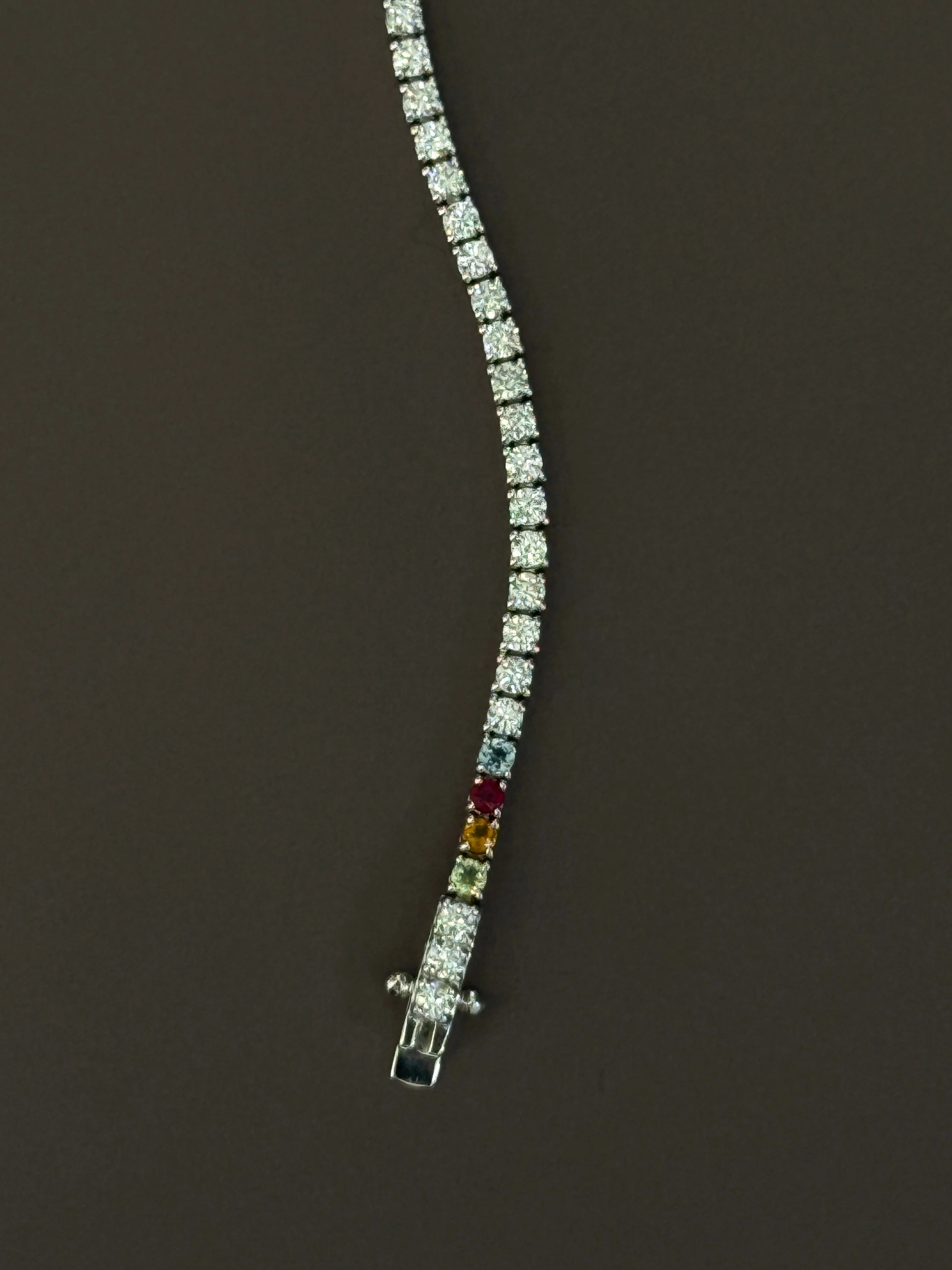 Kinn - Classic Diana Tennis Birthstone Bracelet White Gold - Image 3