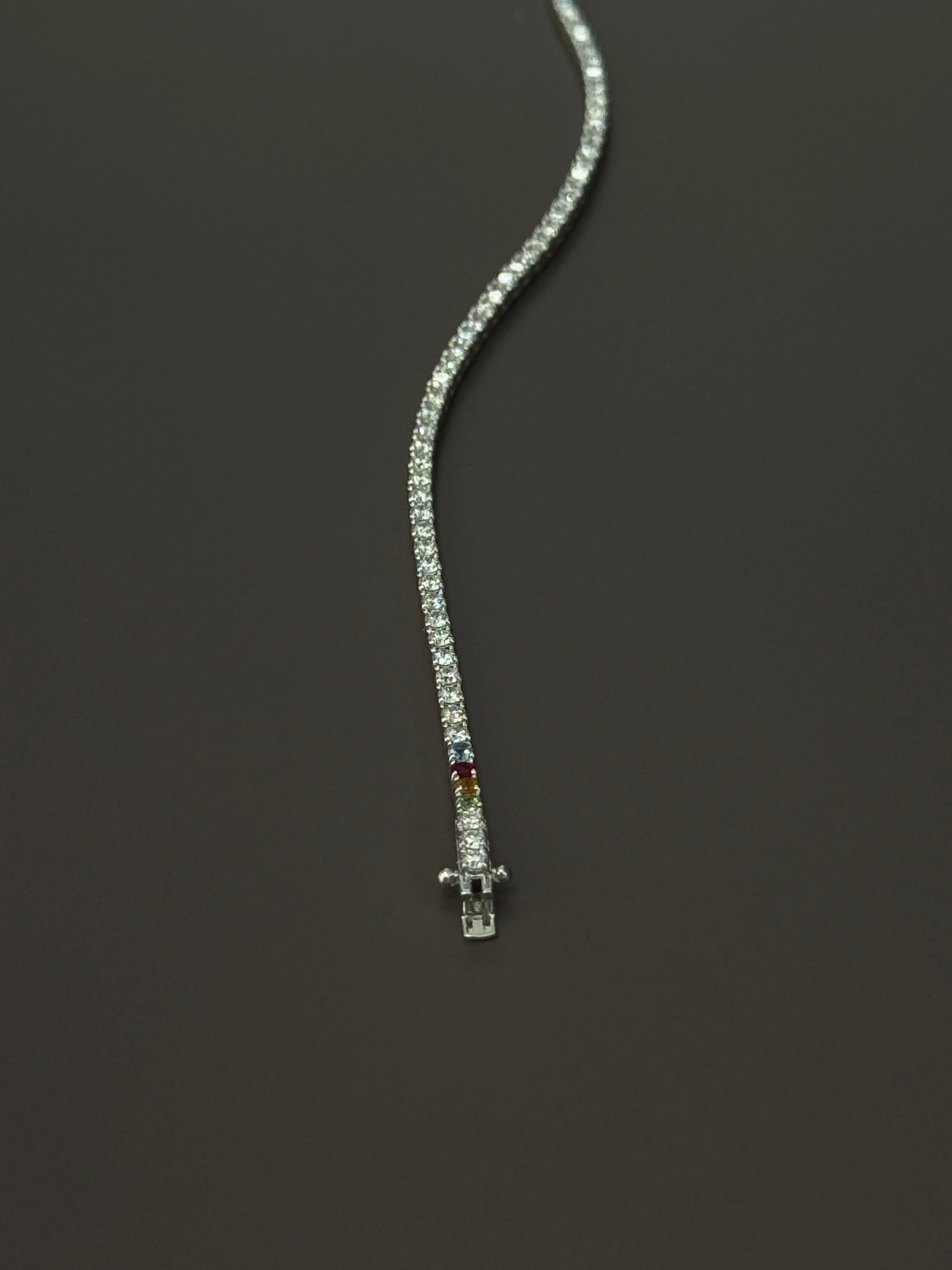 Kinn - Classic Diana Tennis Birthstone Bracelet White Gold - Image 4