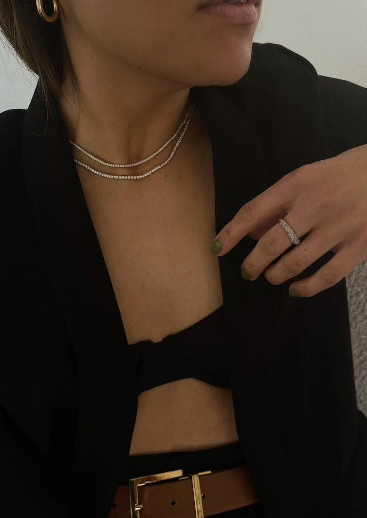 Kinn - Petite Diana Birthstone Tennis Necklace White Gold - Image 5