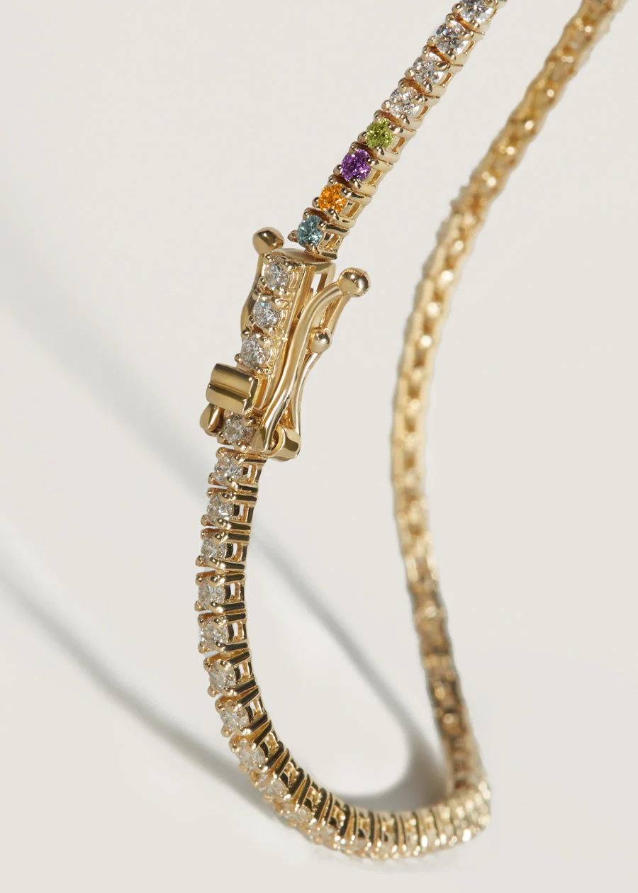 Kinn - Petite Diana Tennis Birthstone Necklace Yellow Gold