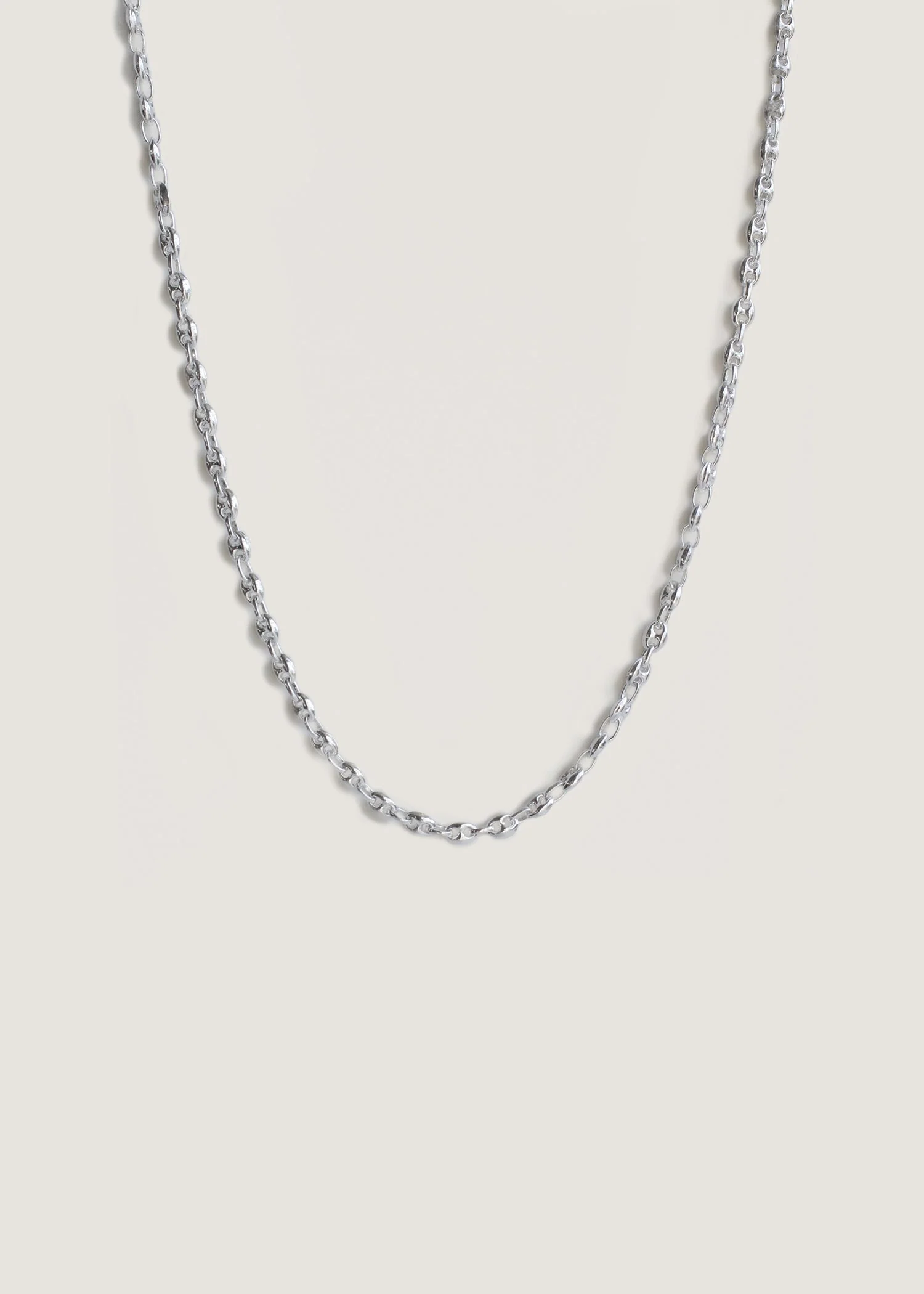 Kinn - Petite Puffed Mariner Chain Necklace Silver