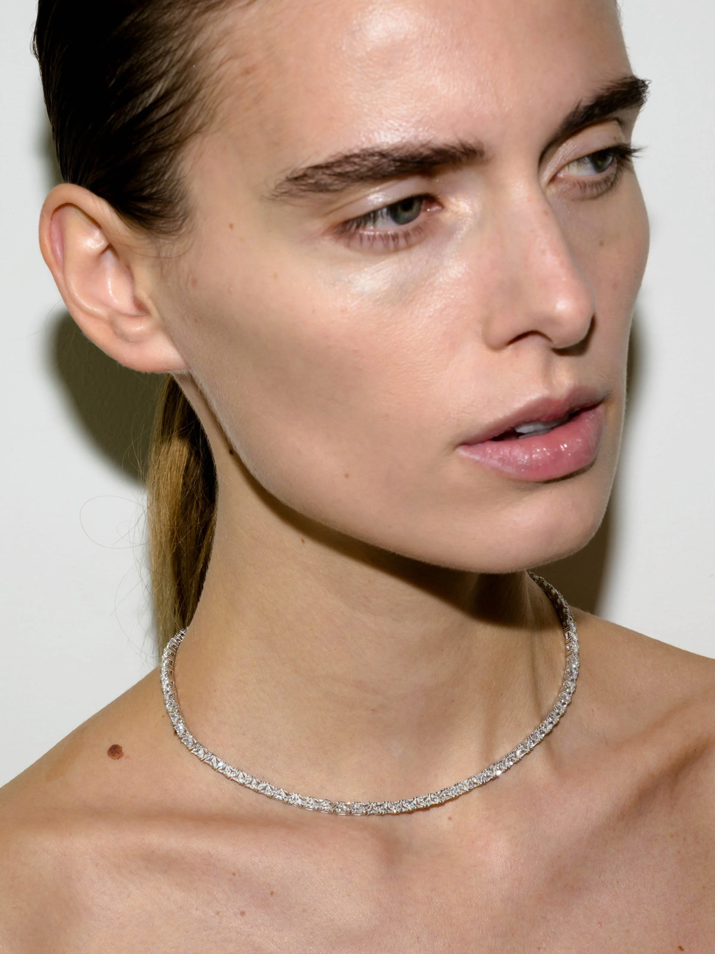 Dorsey - PETITE THEODORA RIVIÈRE NECKLACE IN LAB WHITE SAPPHIRE - Image 3