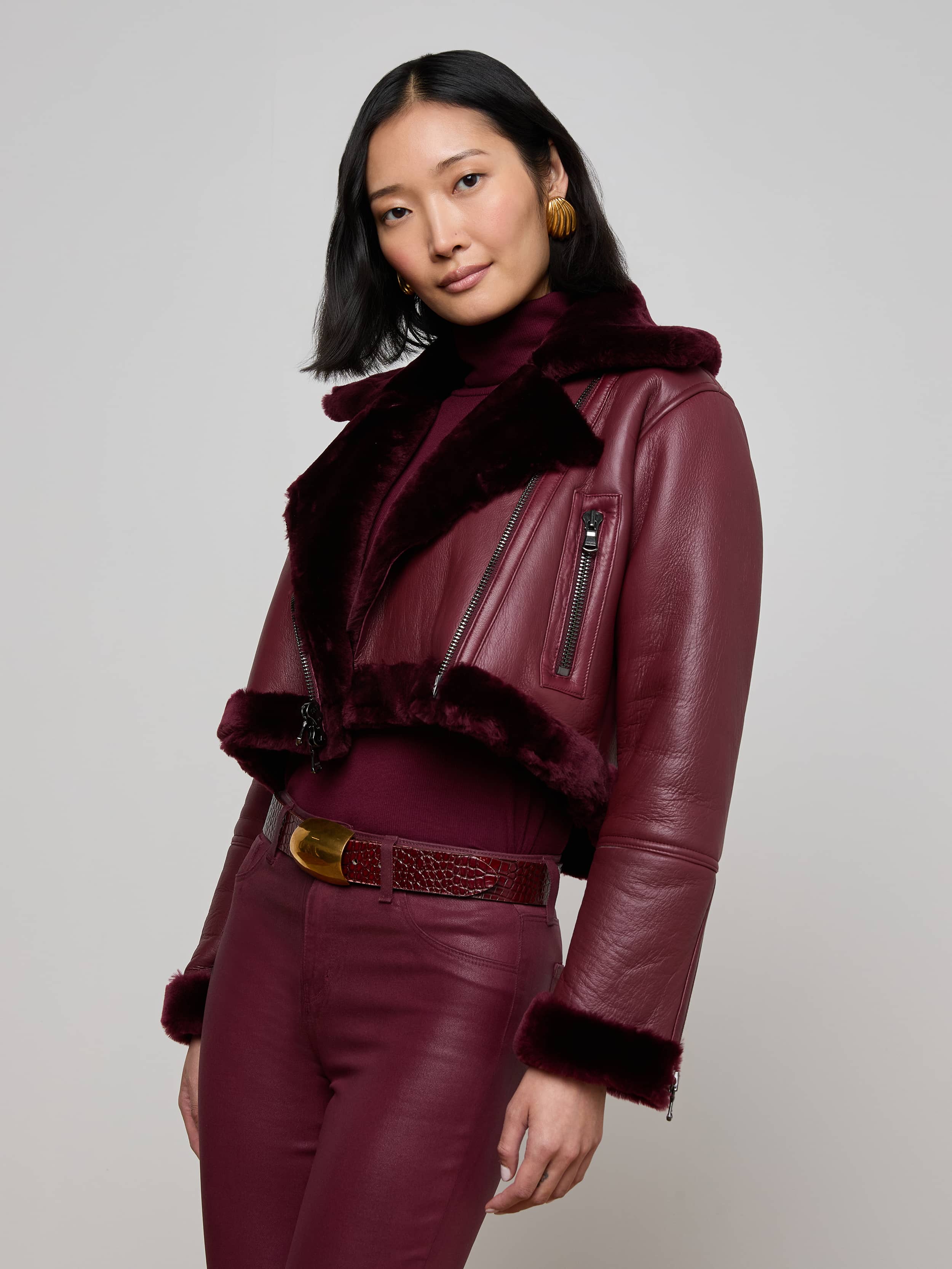 L'AGENCE - Pike Shearling Leather Jacket - Image 8