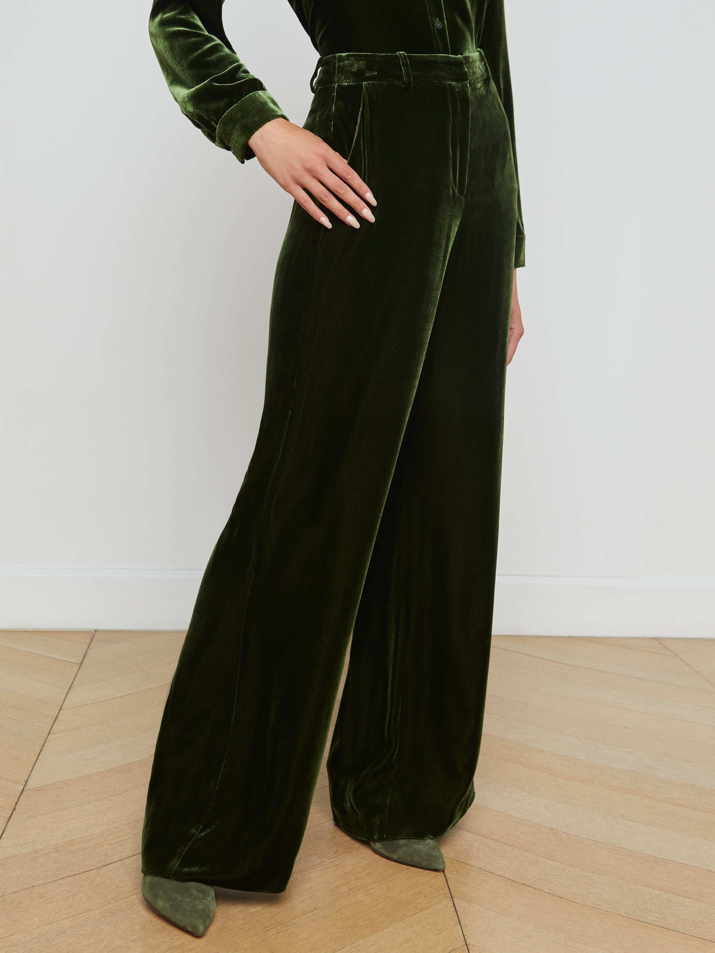 L'AGENCE - Pilar Velvet Wide - Leg Pant - Image 10
