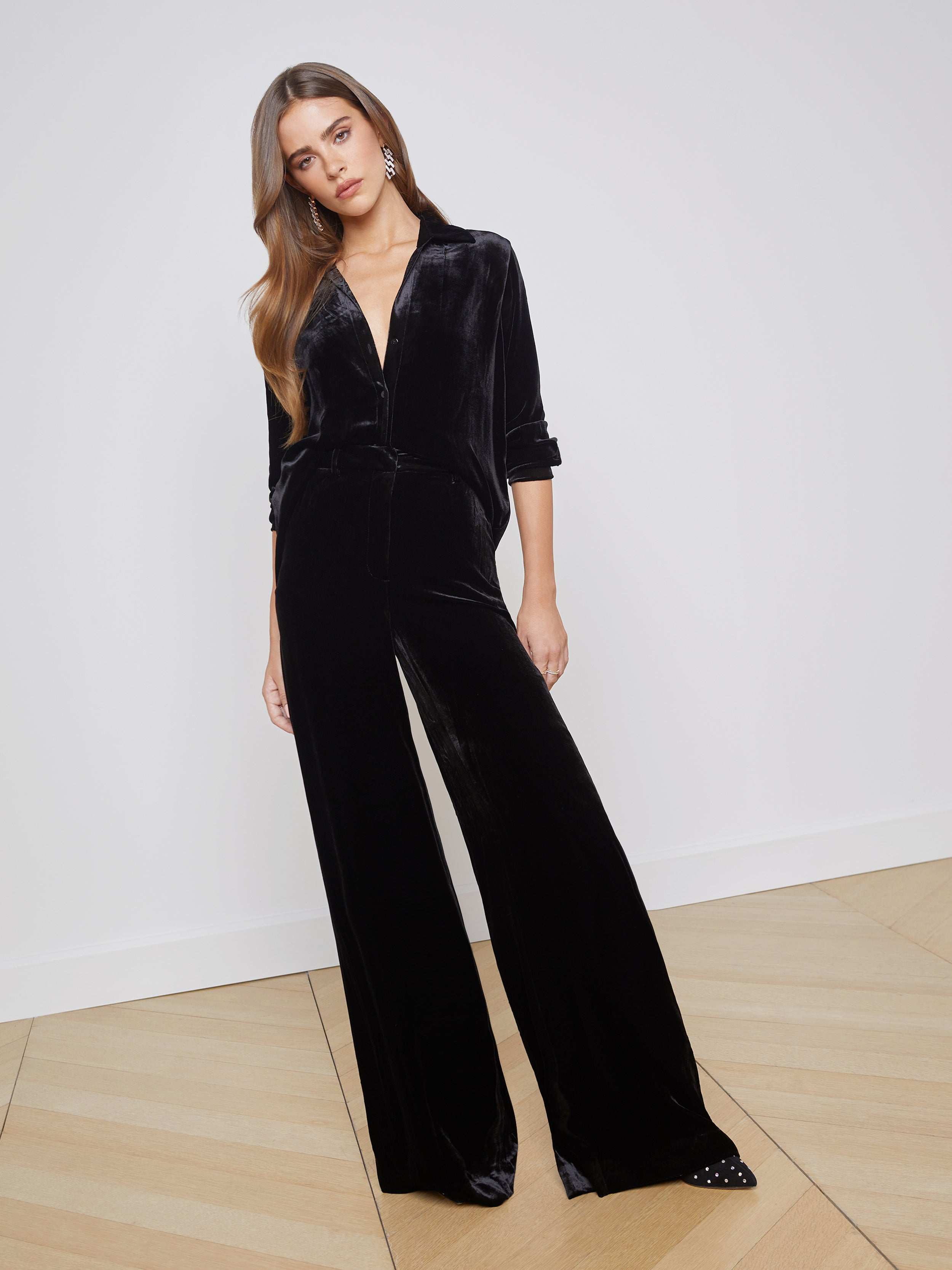 L'AGENCE - Pilar Velvet Wide - Leg Pant