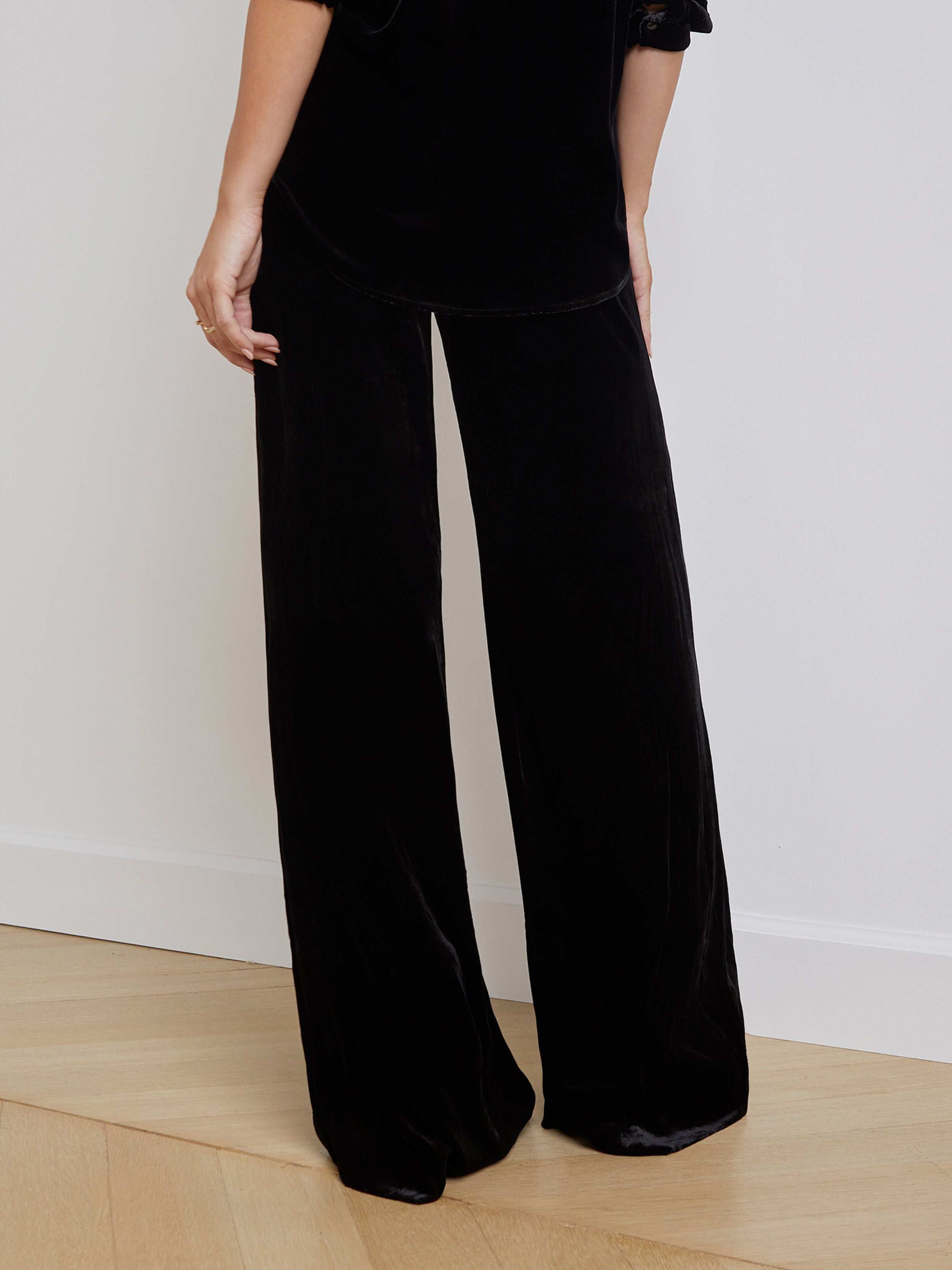 L'AGENCE - Pilar Velvet Wide - Leg Pant - Image 4
