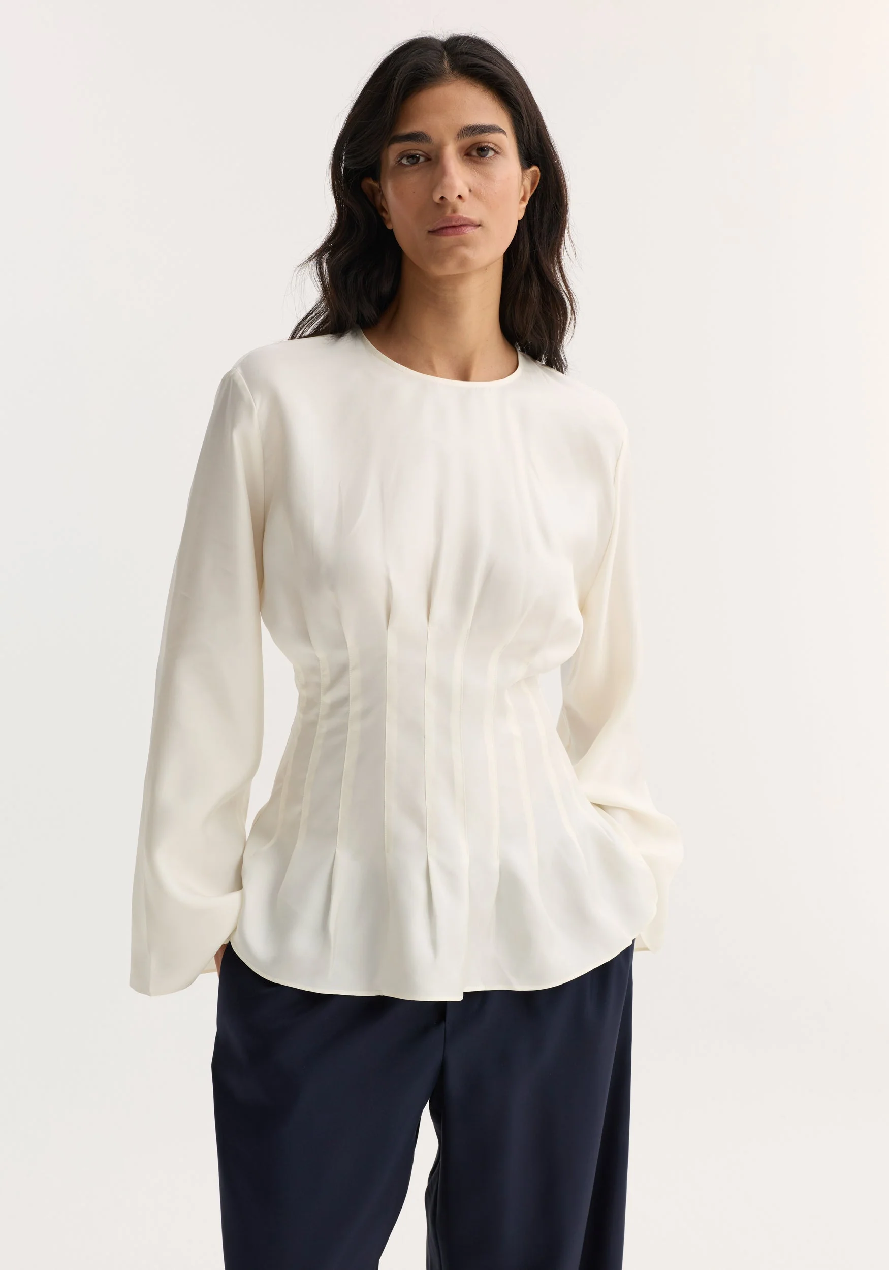 ROHE - Pleated silk top | cream - Image 2