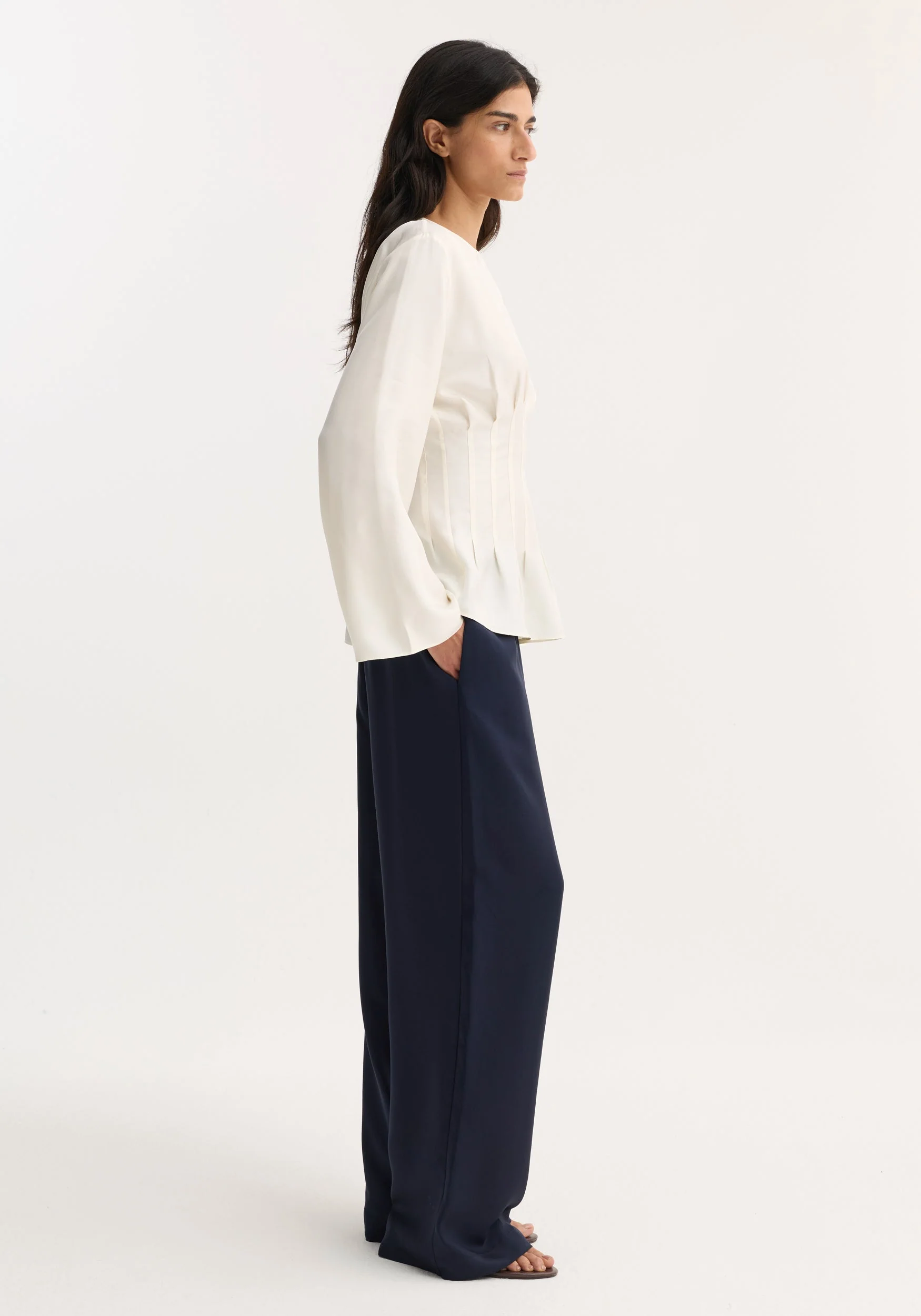 ROHE - Pleated silk top | cream - Image 3