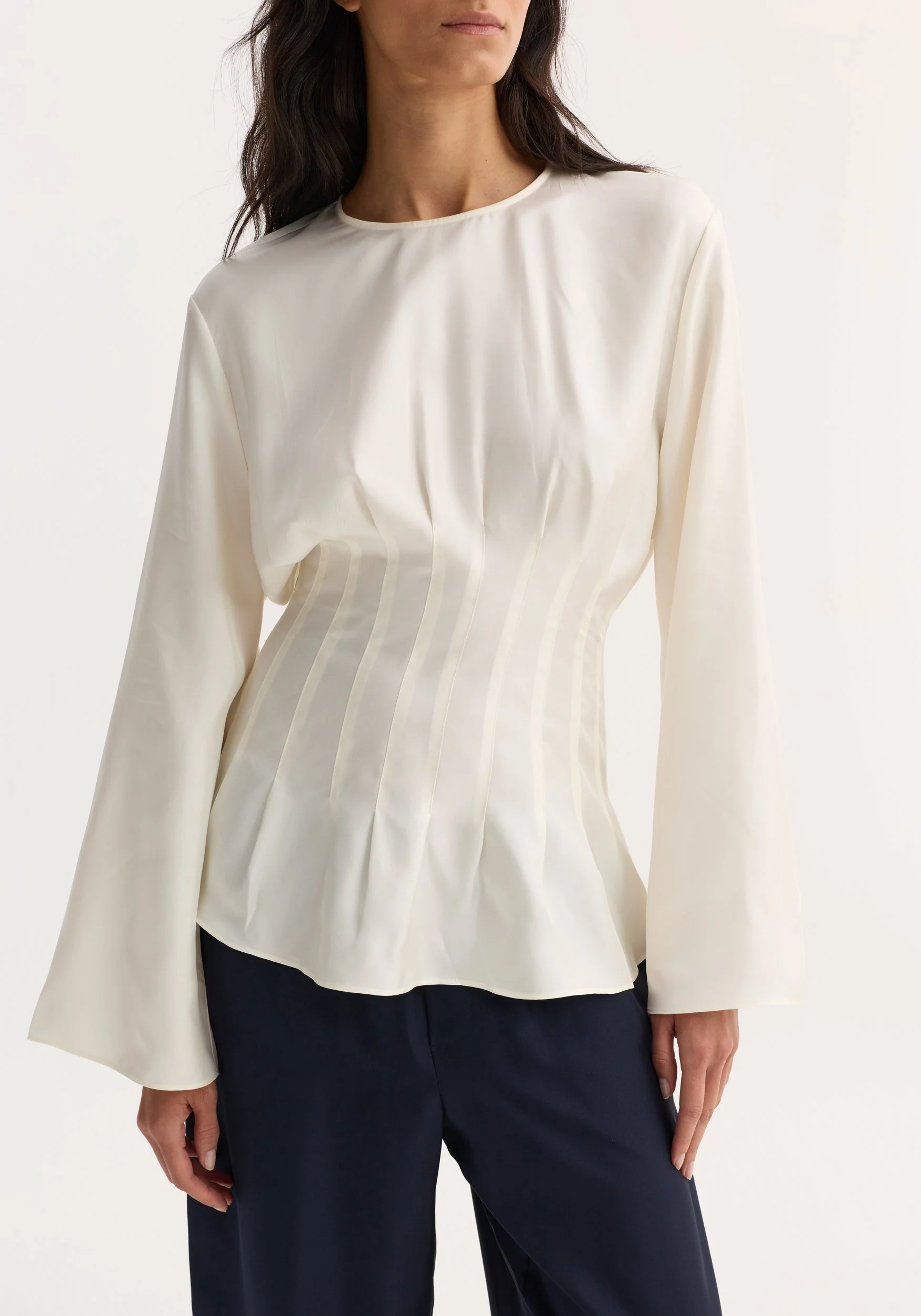 ROHE - Pleated silk top | cream - Image 4