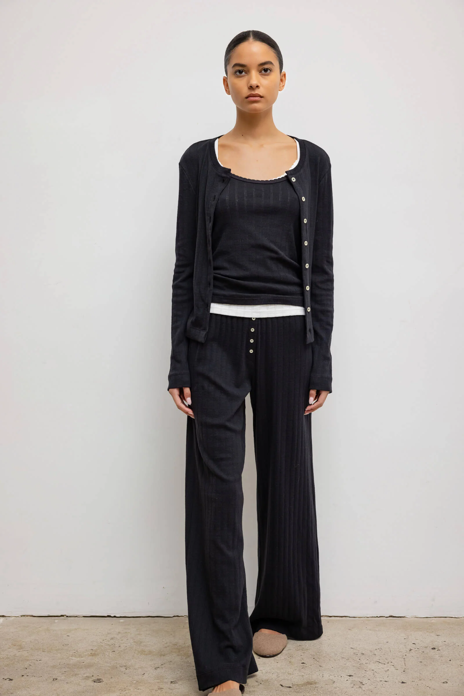 Leset - Pointelle Classic Crew Cardigan - Image 3