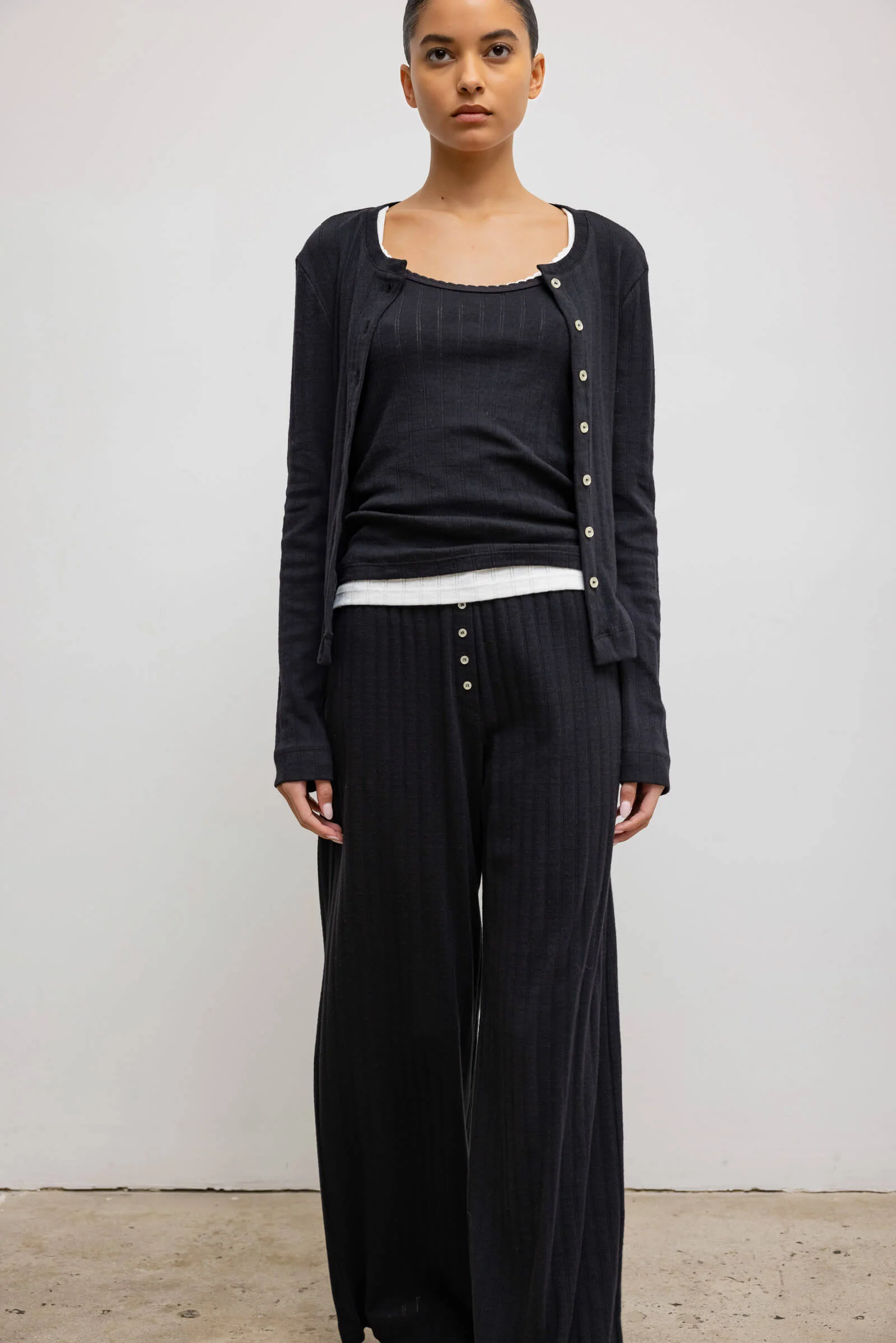 Leset - Pointelle Classic Crew Cardigan - Image 4