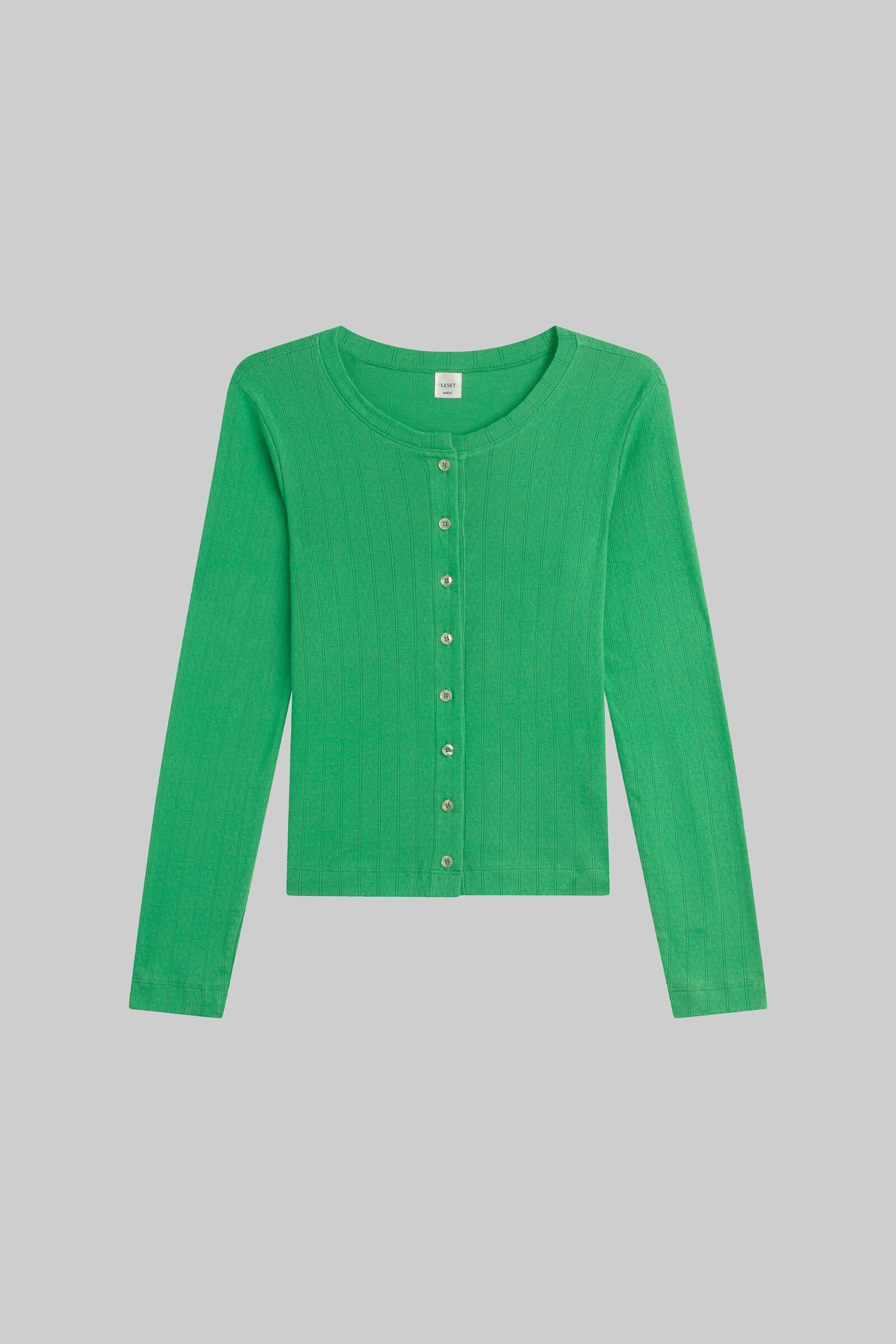 Leset - Pointelle Classic Crew Cardigan - Image 2