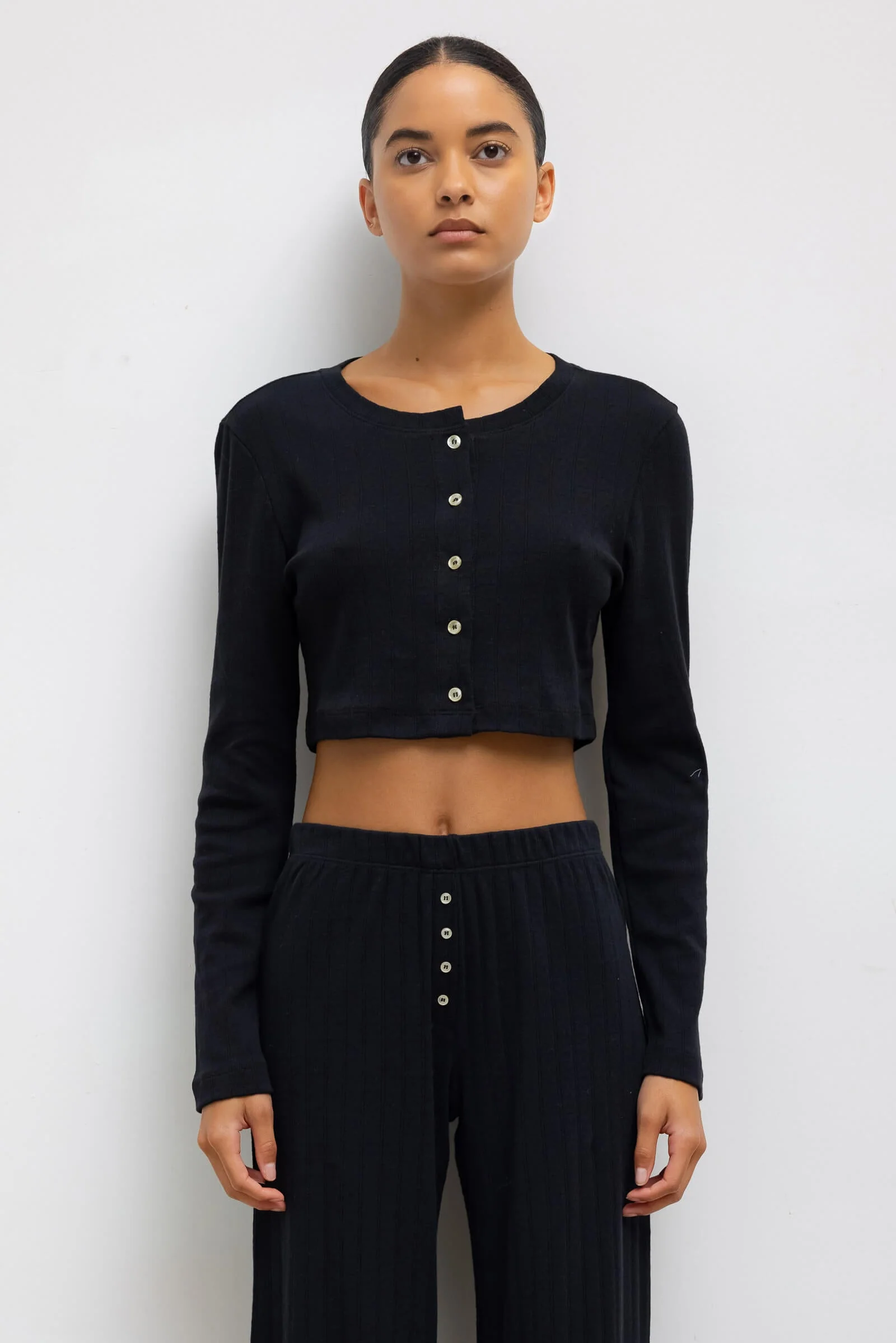Leset - Pointelle Crop Cardigan