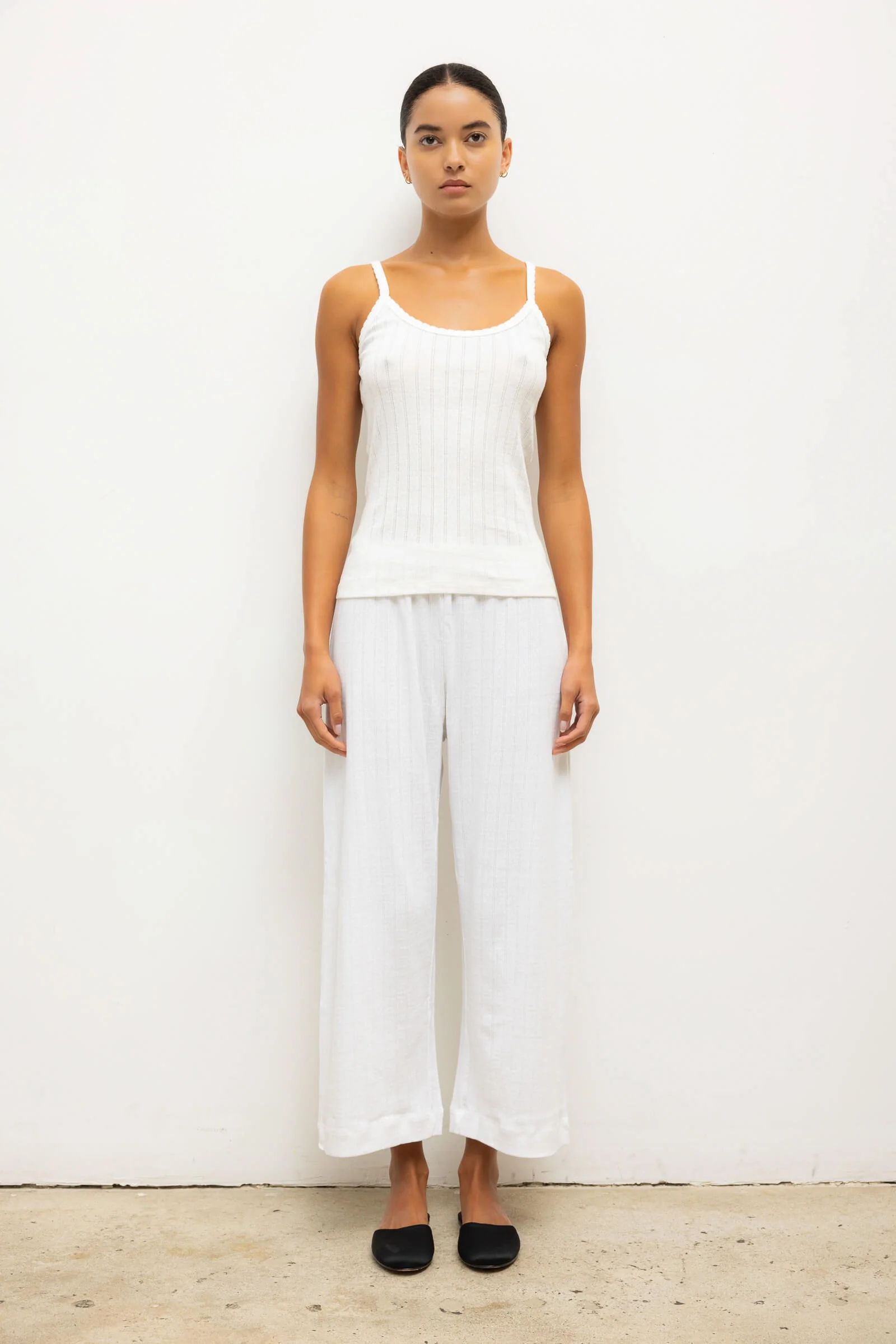 Leset - Pointelle Crop Wide Leg Pant
