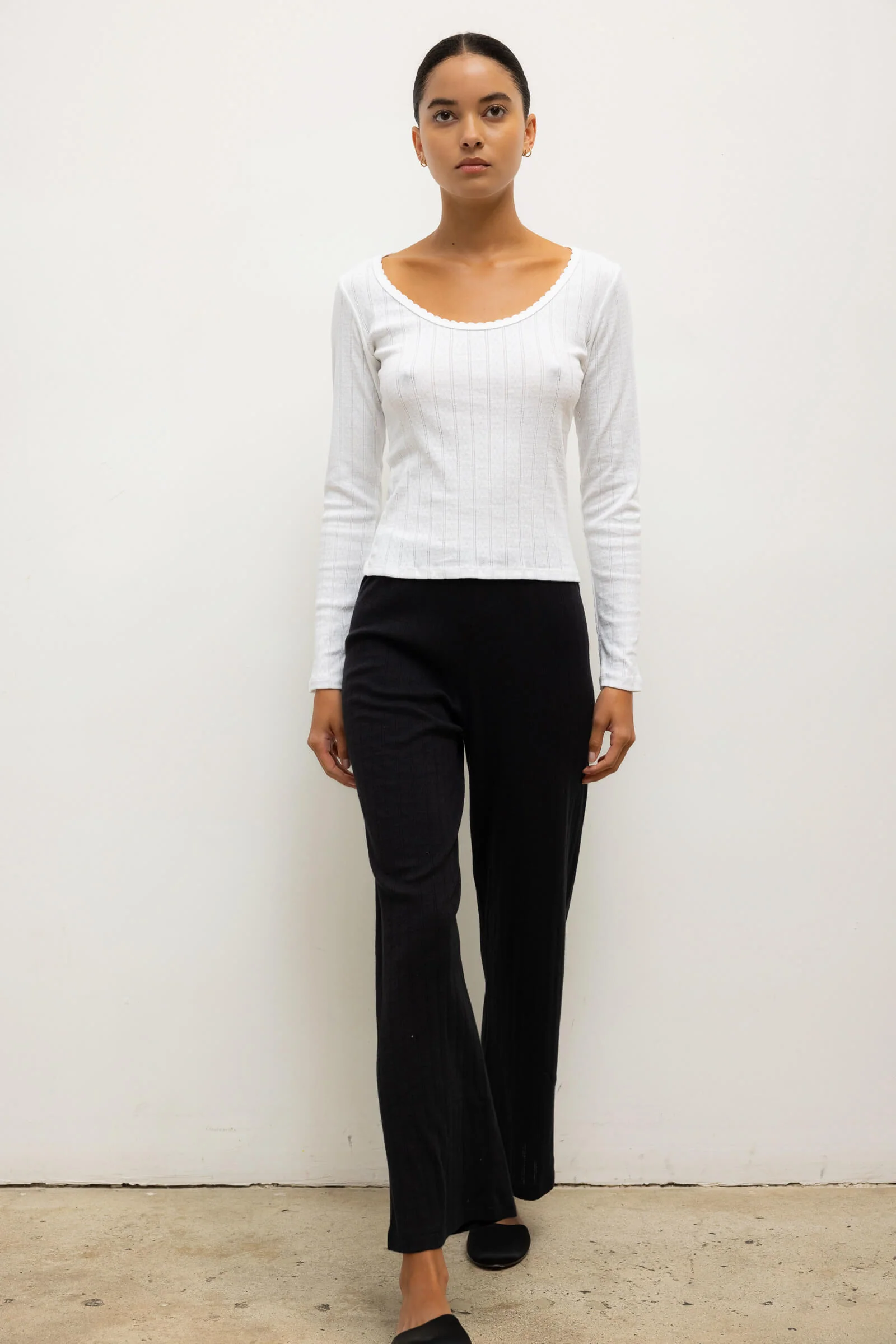 Leset - Pointelle Crop Wide Leg Pant - Image 3