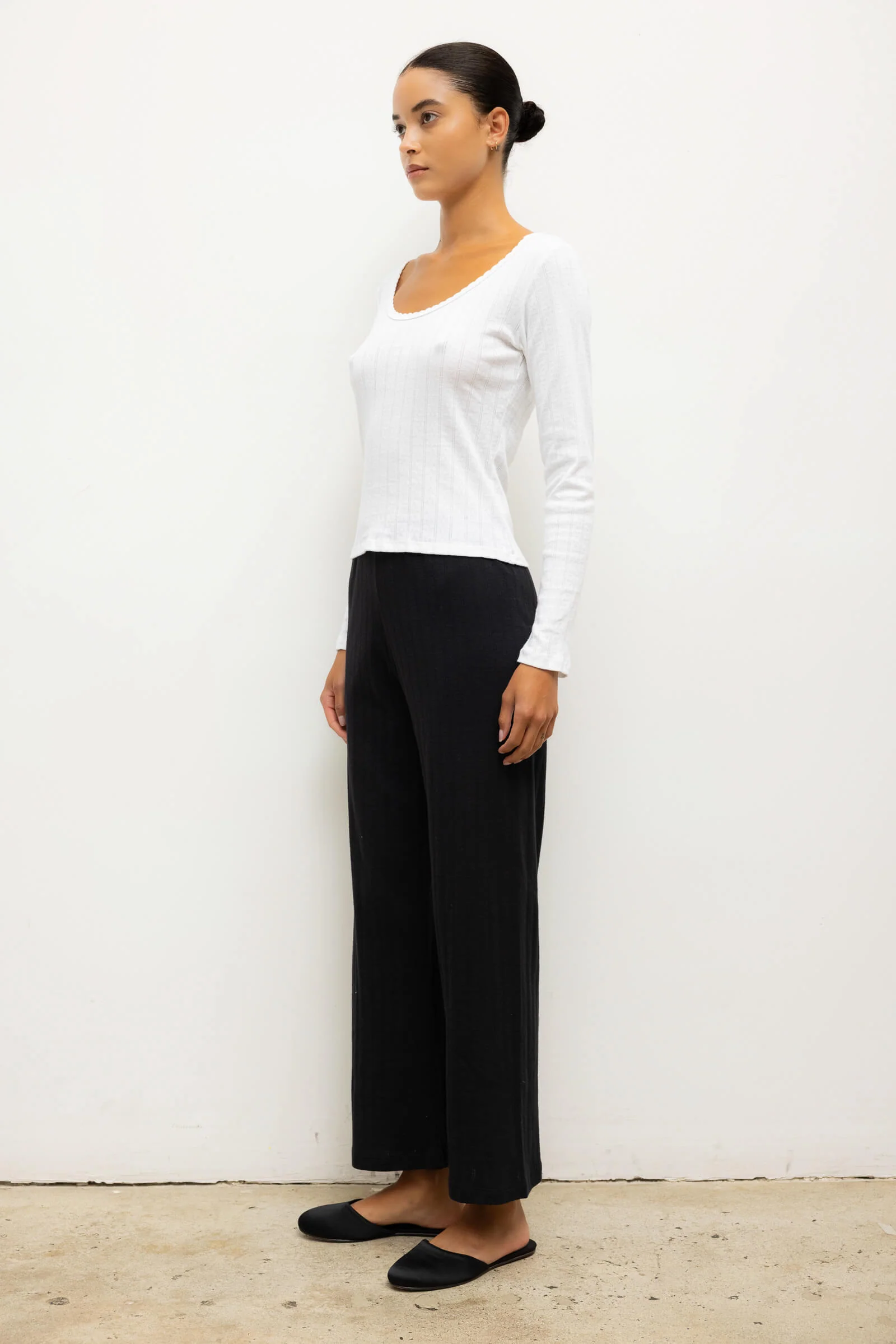 Leset - Pointelle Crop Wide Leg Pant - Image 5