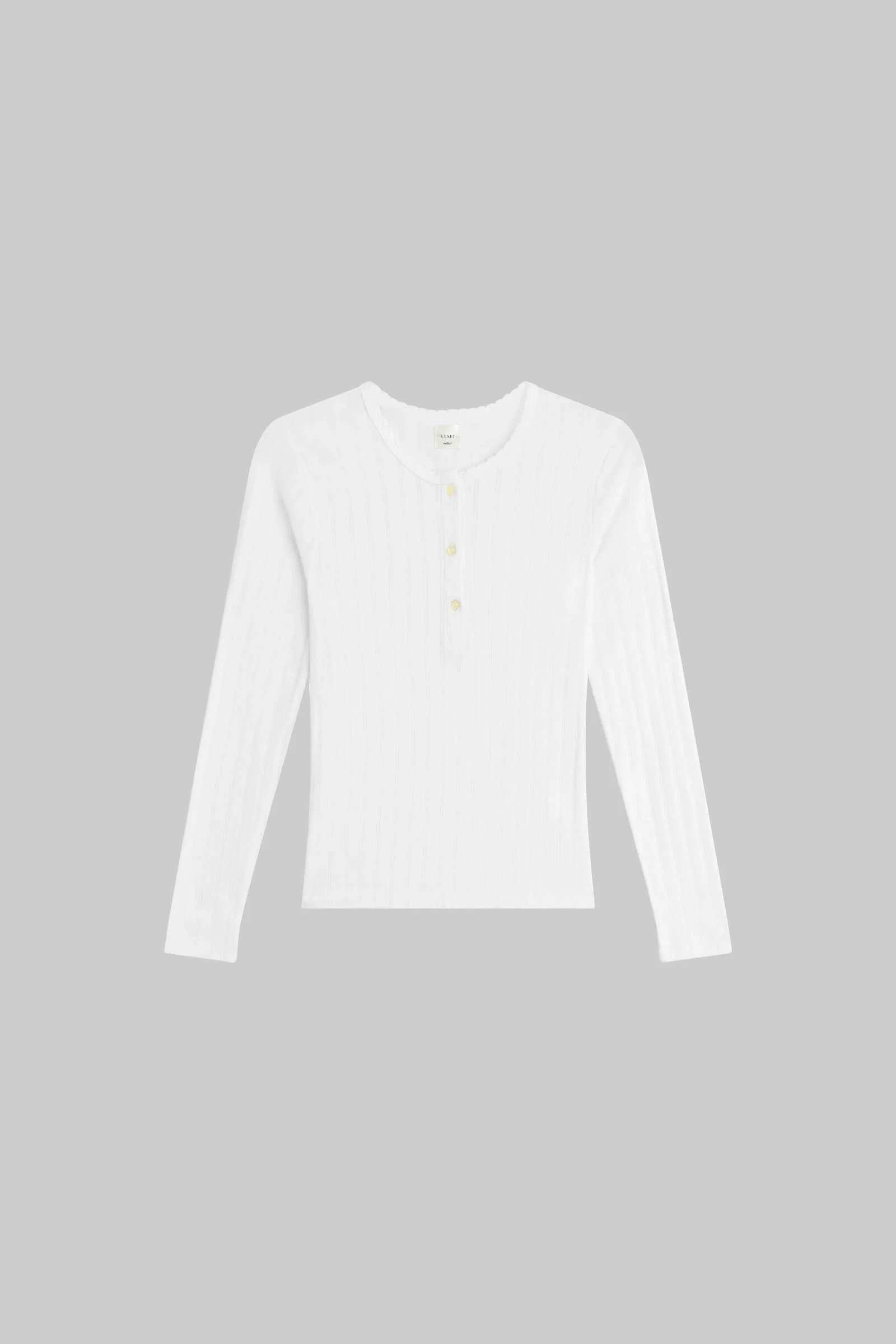 Leset - Pointelle Long Sleeve Henley - Image 2
