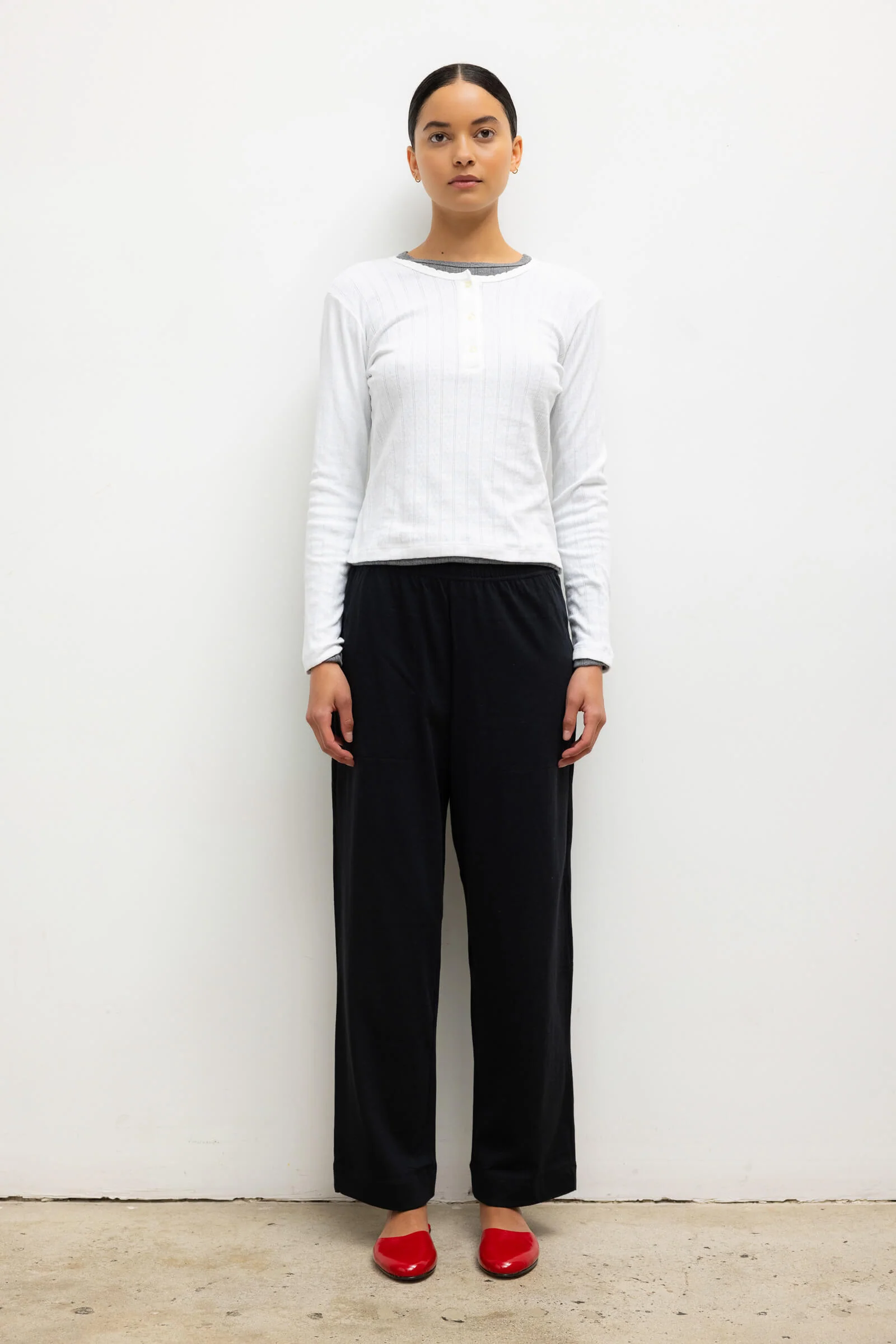 Leset - Pointelle Long Sleeve Henley - Image 3