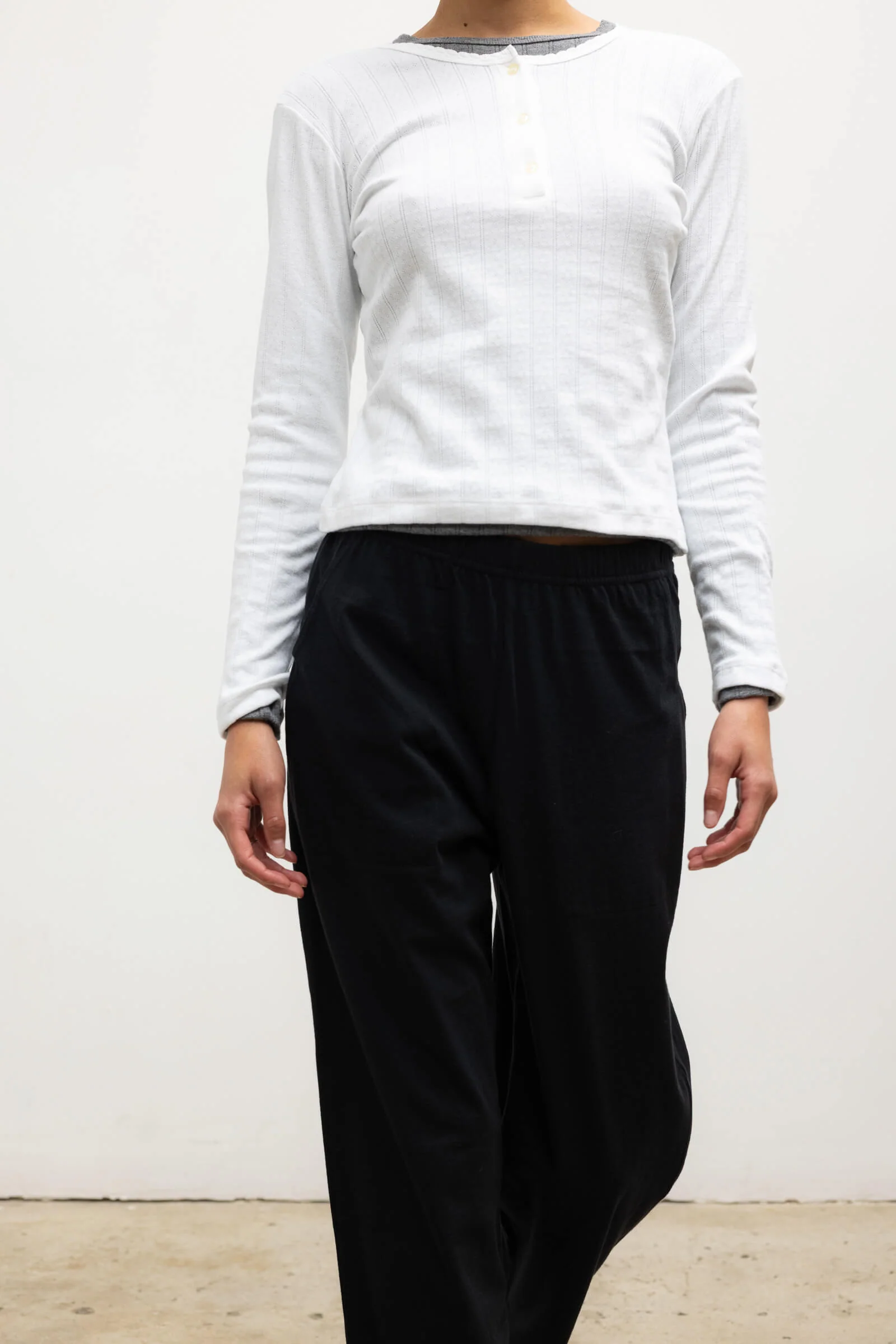 Leset - Pointelle Long Sleeve Henley - Image 5
