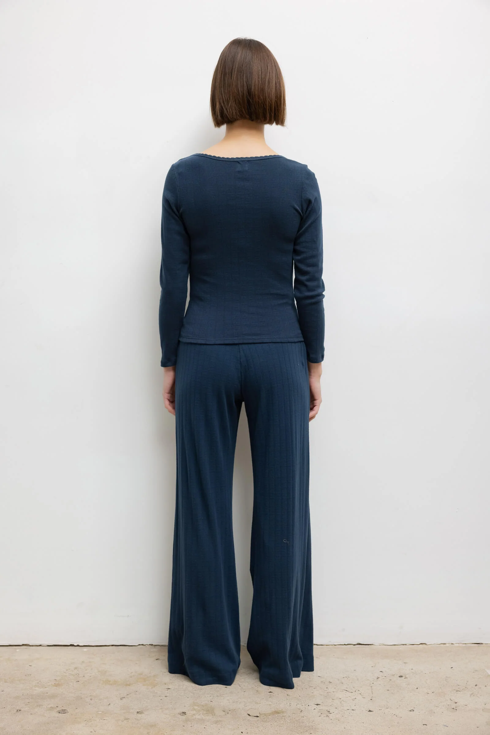 Leset - Pointelle Long Sleeve Scoop Neck - Image 7