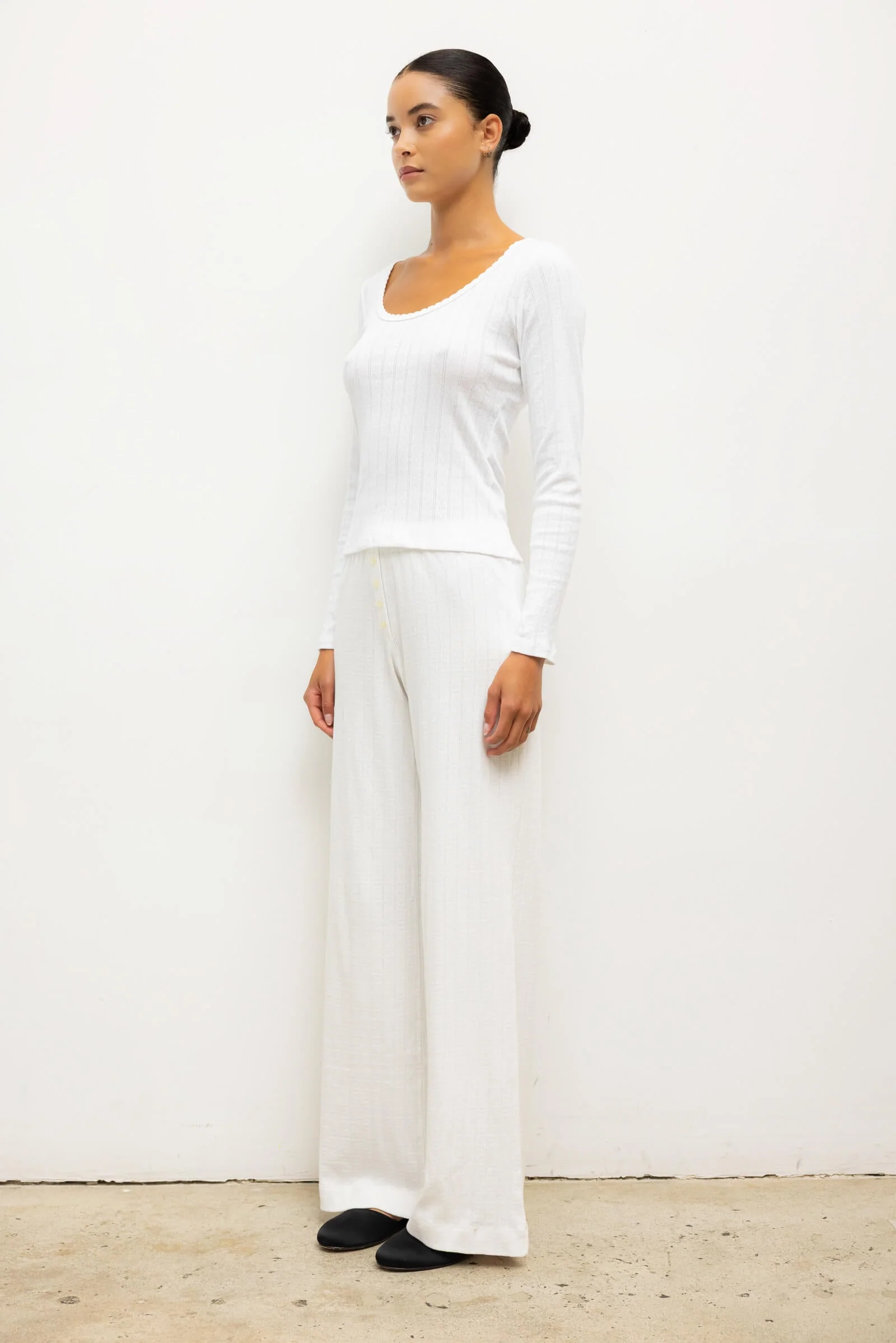 Leset - Pointelle Long Sleeve Scoop Neck - Image 6