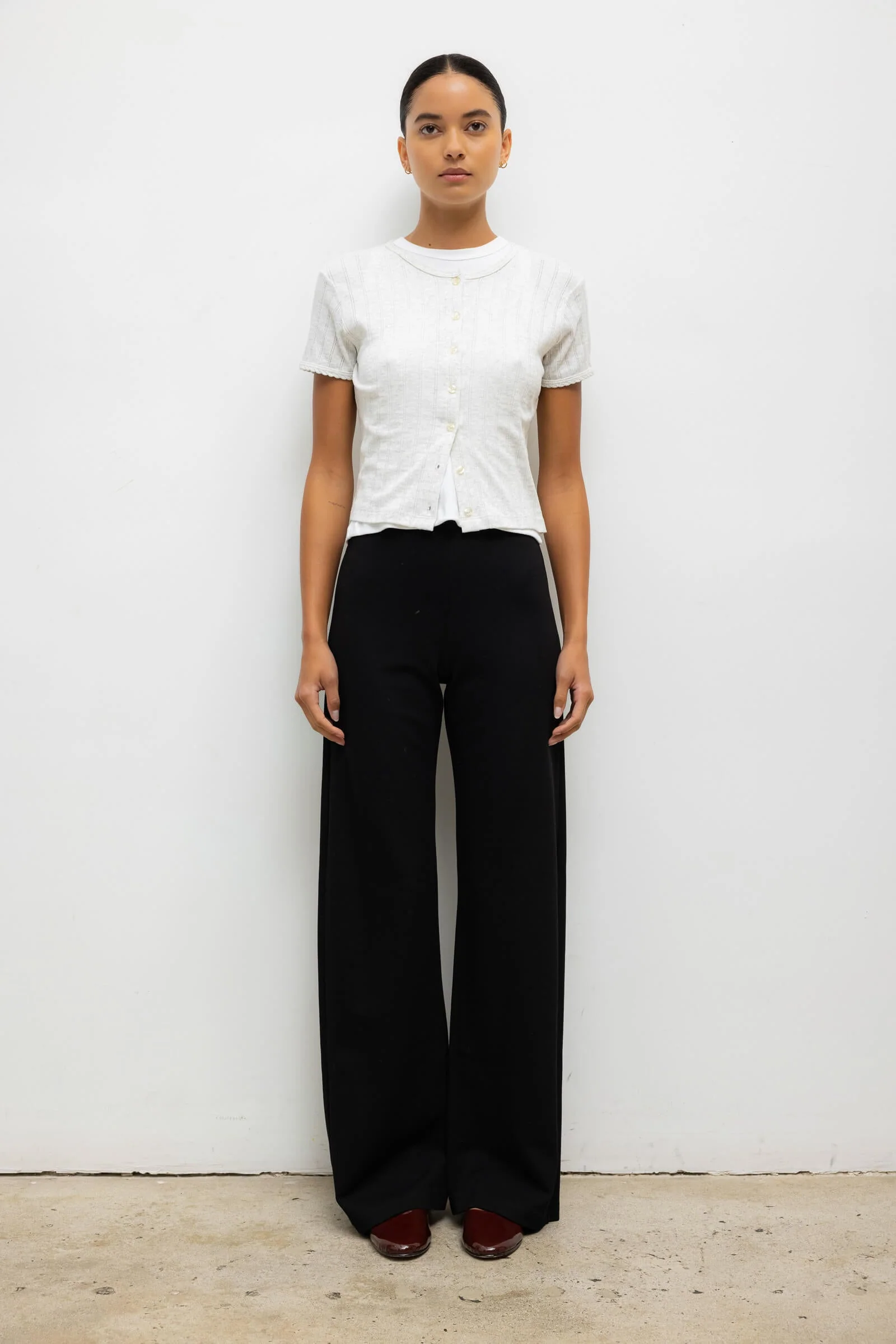 Leset - Pointelle Short Sleeve Cardigan - Image 3