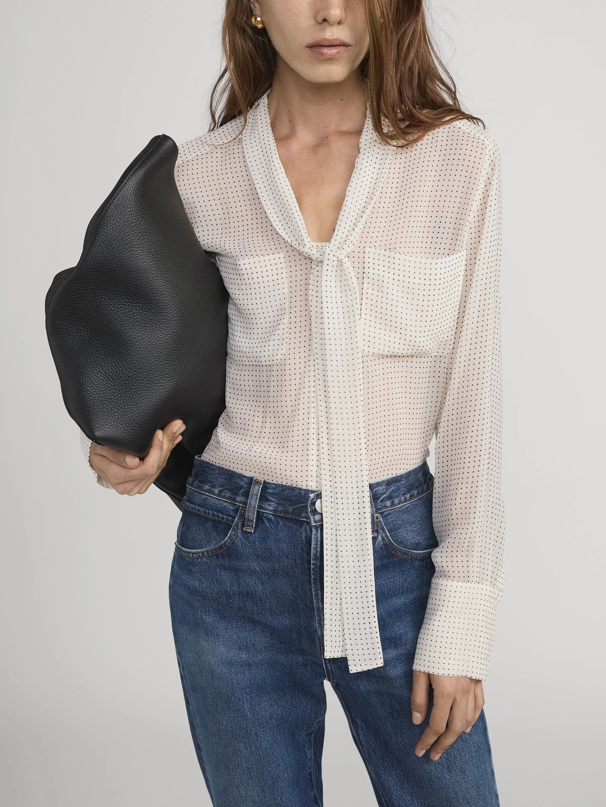 FRAME - Polka Dot Modern Tie Blouse - Image 3