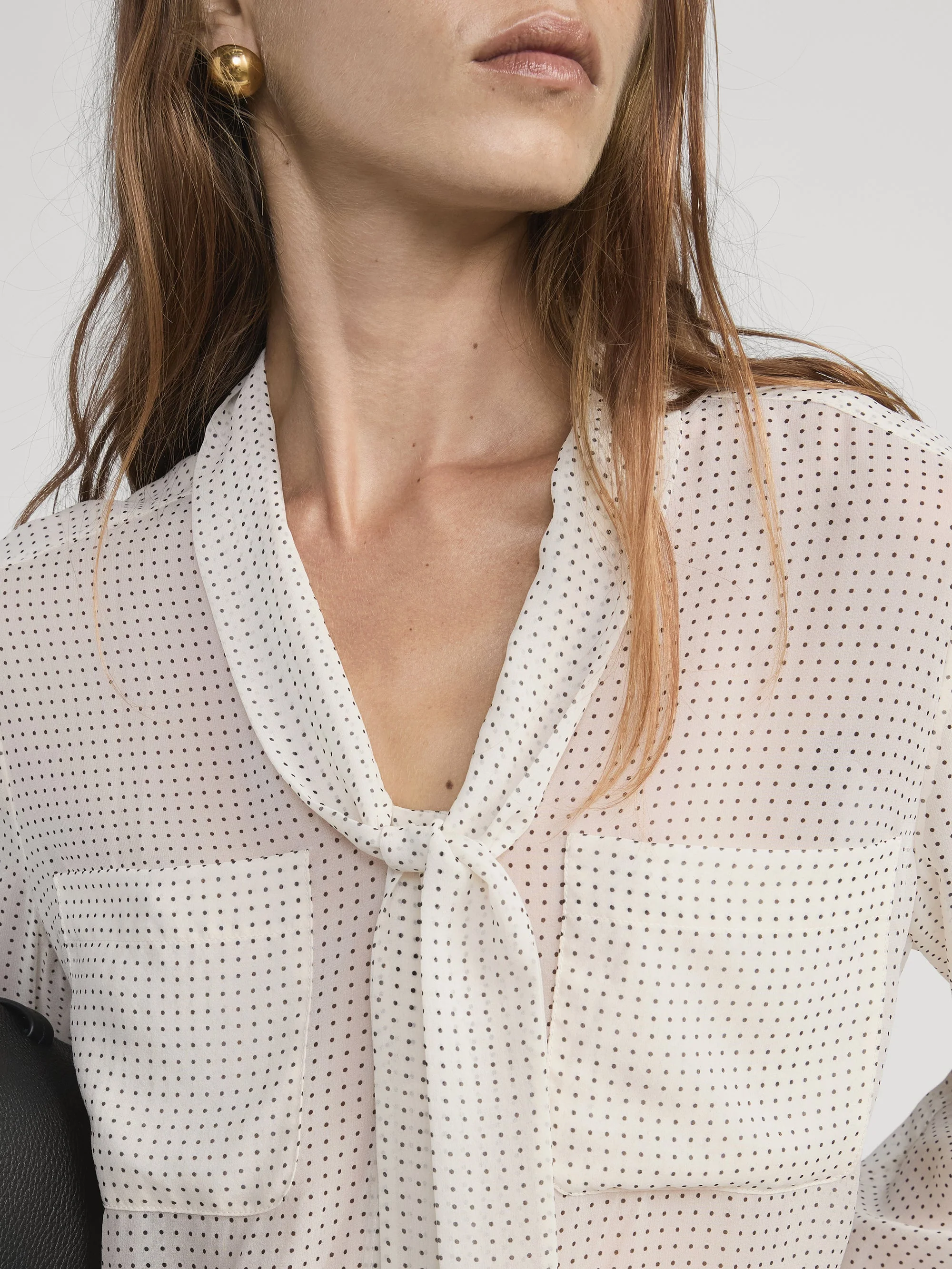 FRAME - Polka Dot Modern Tie Blouse - Image 4