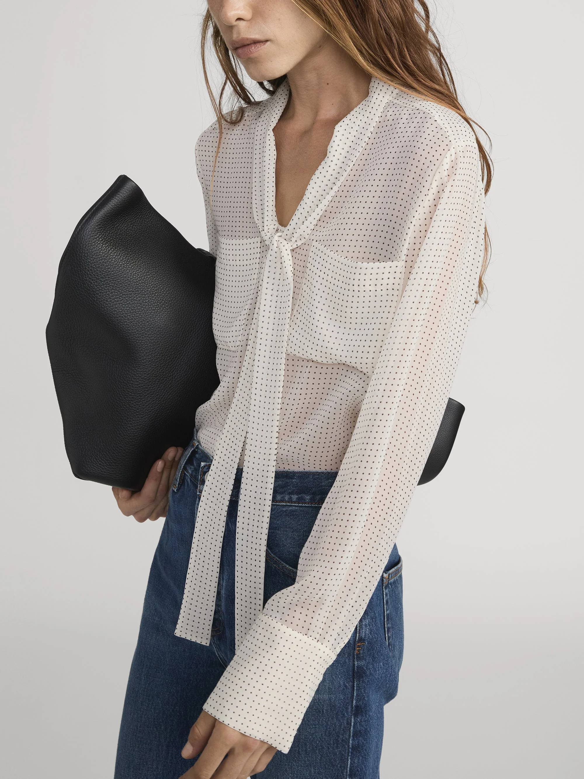FRAME - Polka Dot Modern Tie Blouse - Image 5