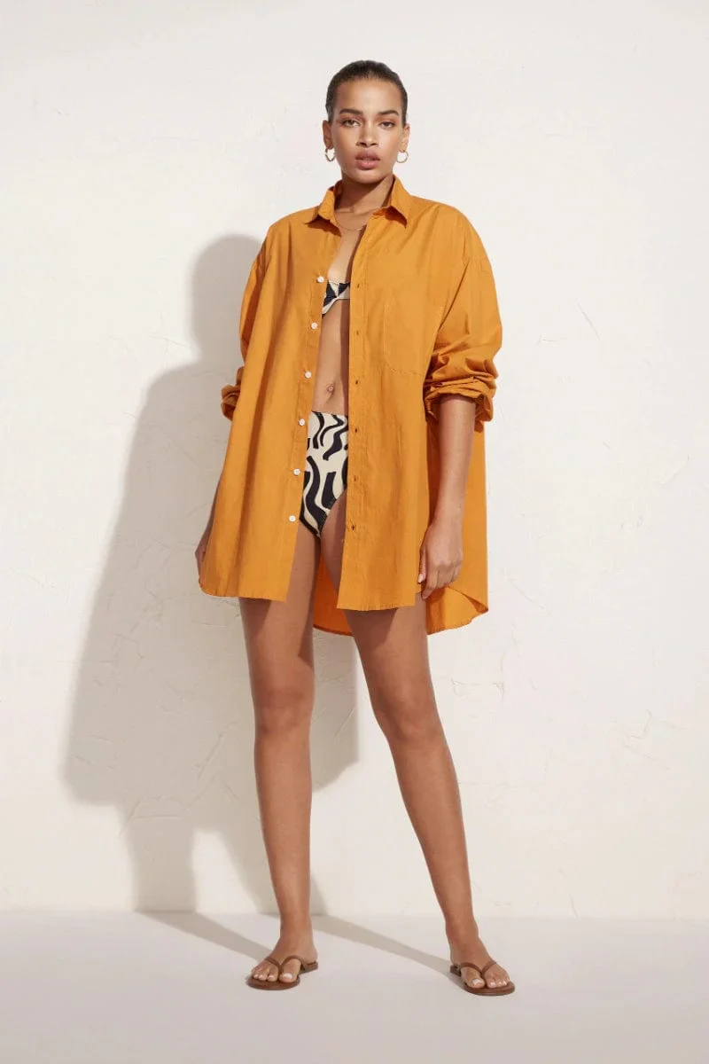 Faithfull - Pontia Shirt Dress Plain Orange - Final Sale