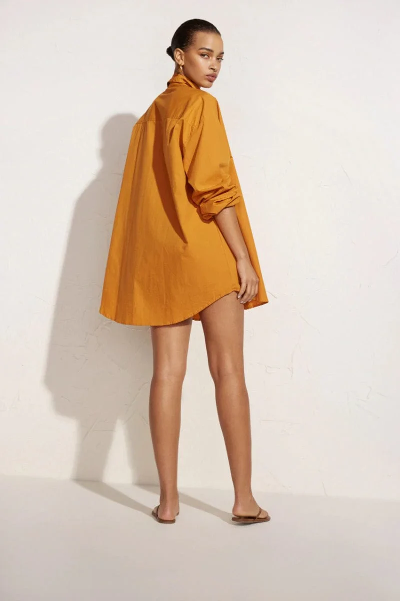 Faithfull - Pontia Shirt Dress Plain Orange - Final Sale - Image 4