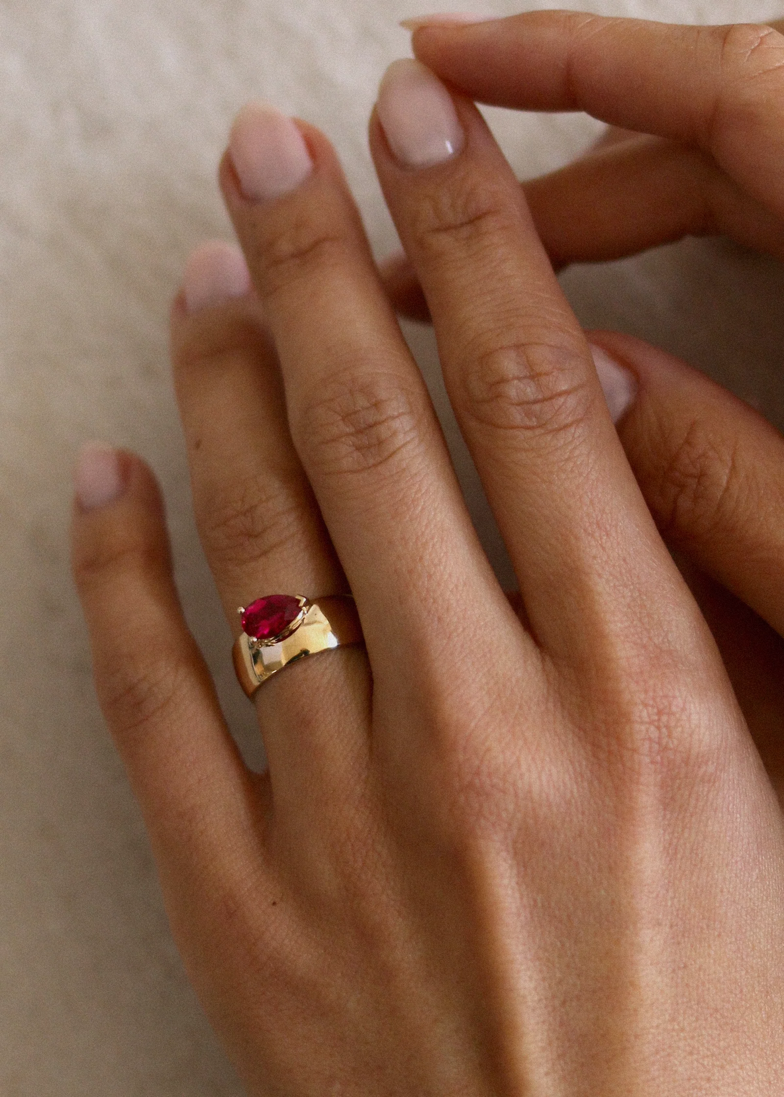 Kinn - Porter Cigar Band Ring Pear Ruby - Image 2