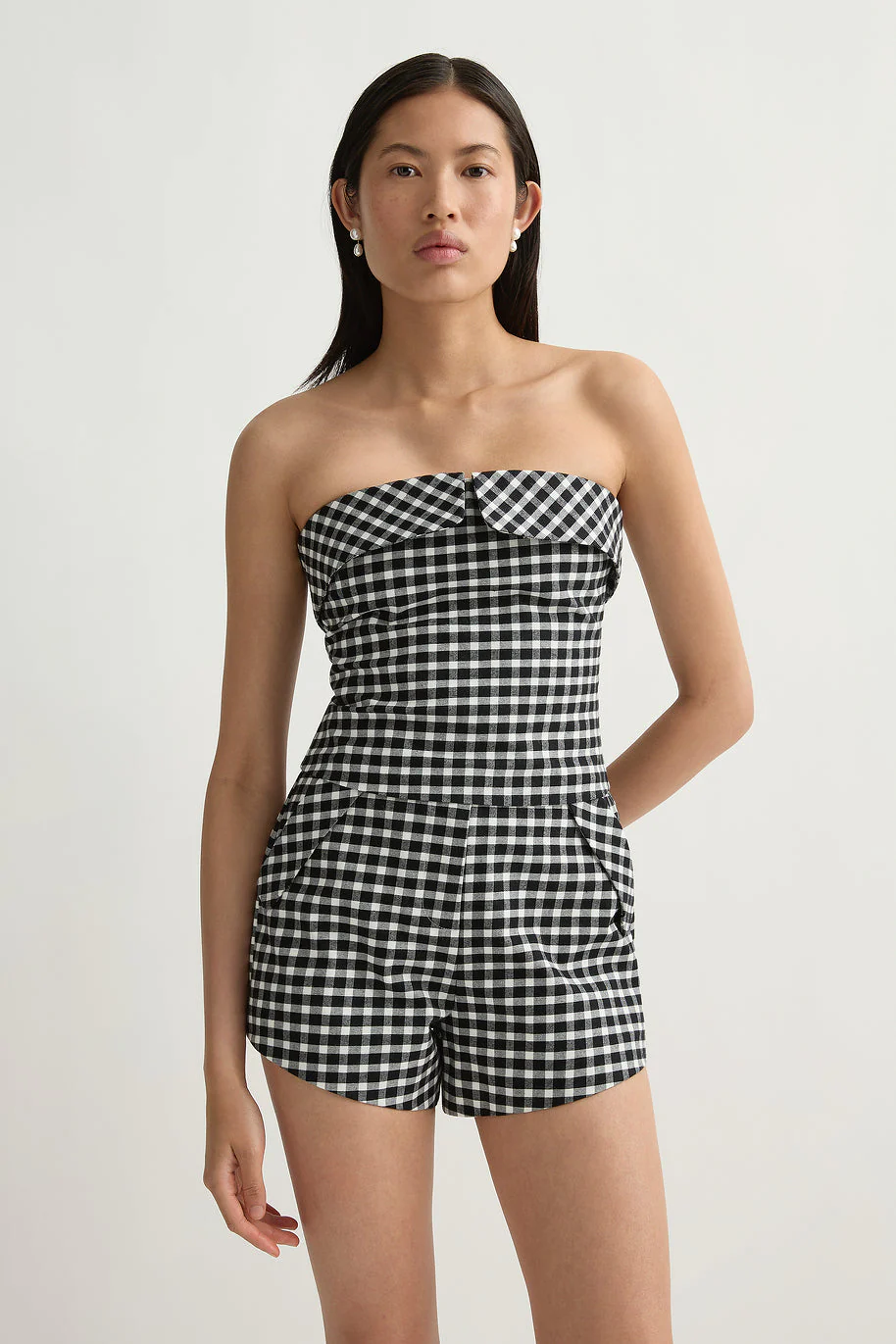 Posse - CHIARA STRAPLESS TOP - BLACK/WHITE
