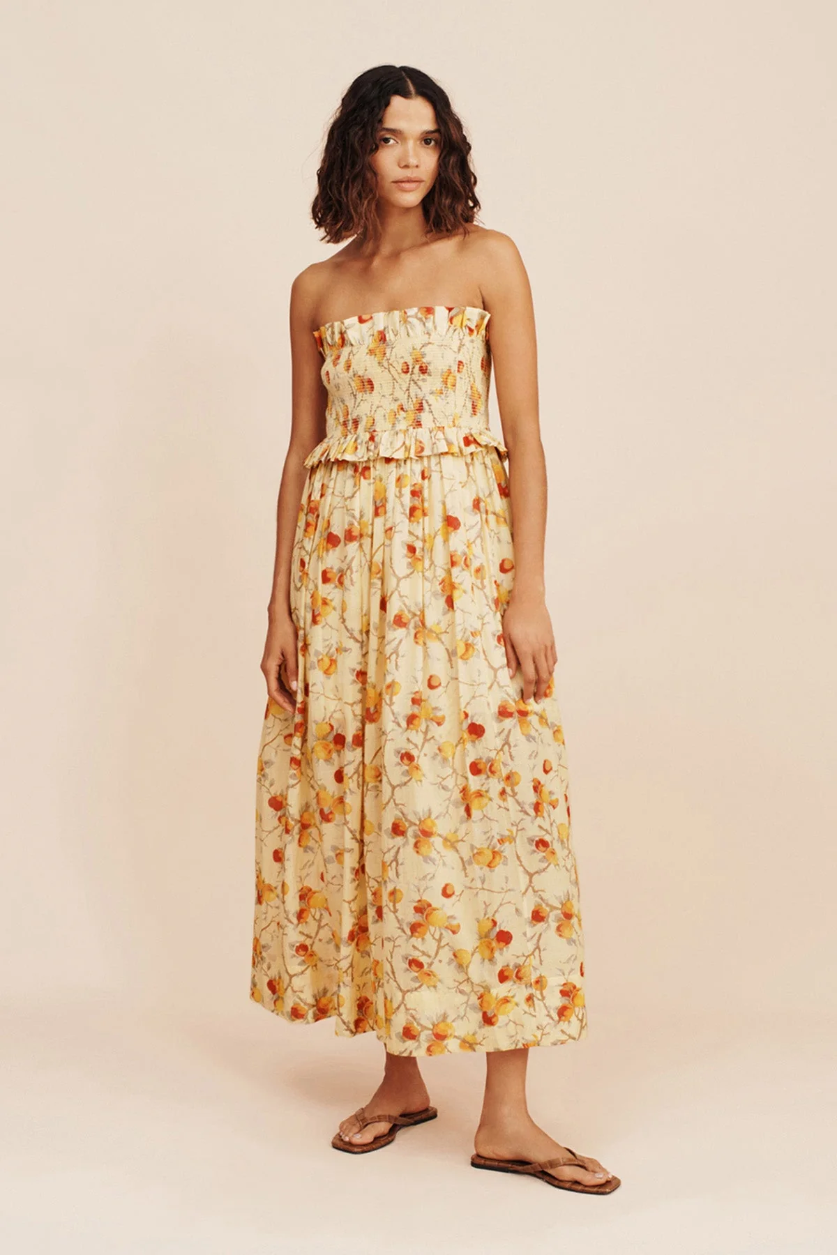 Posse - COBY STRAPLESS DRESS - CITRUS FLORAL