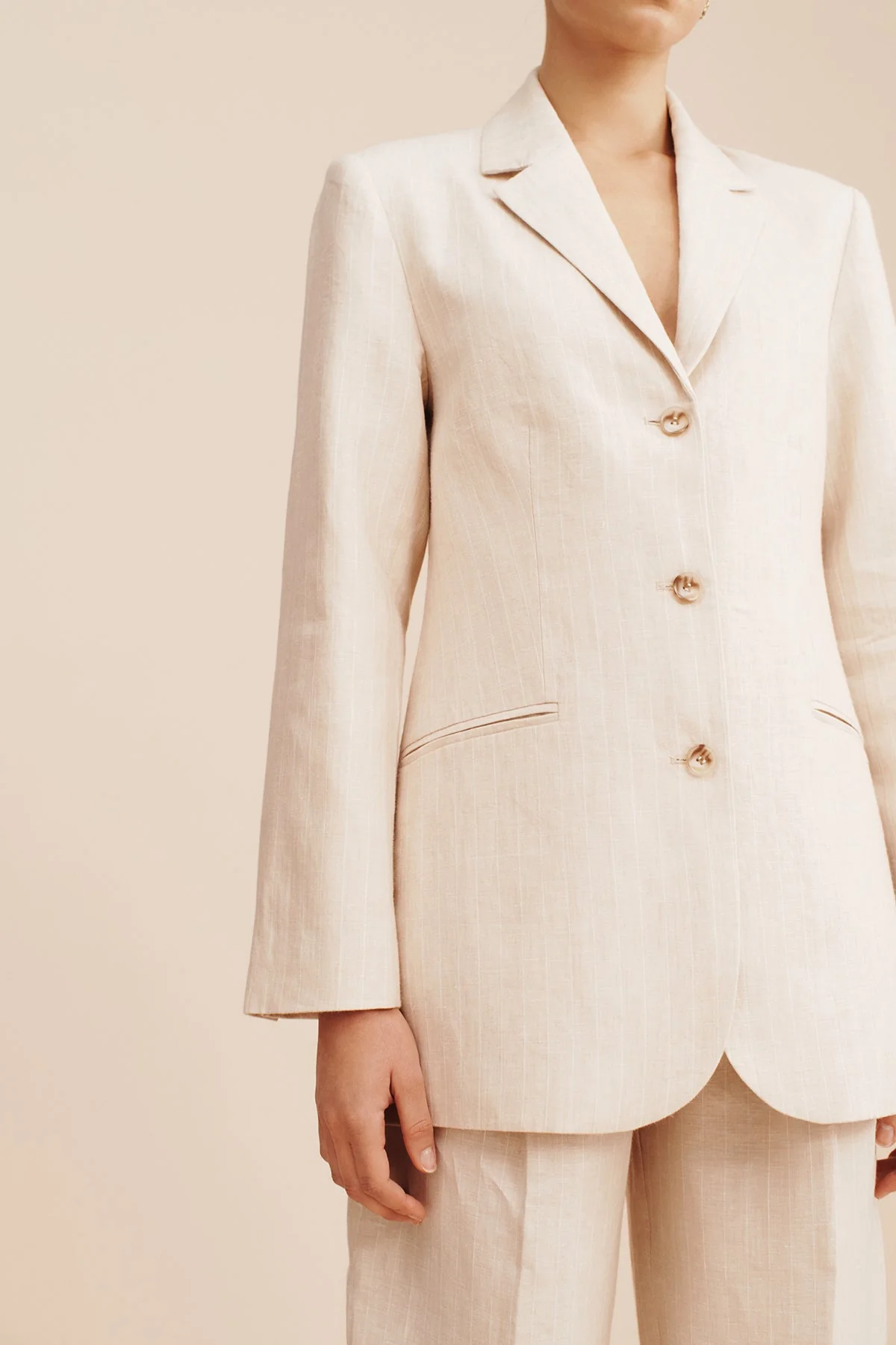 Posse - LEON BLAZER - BEIGE PINSTRIPE - Image 6