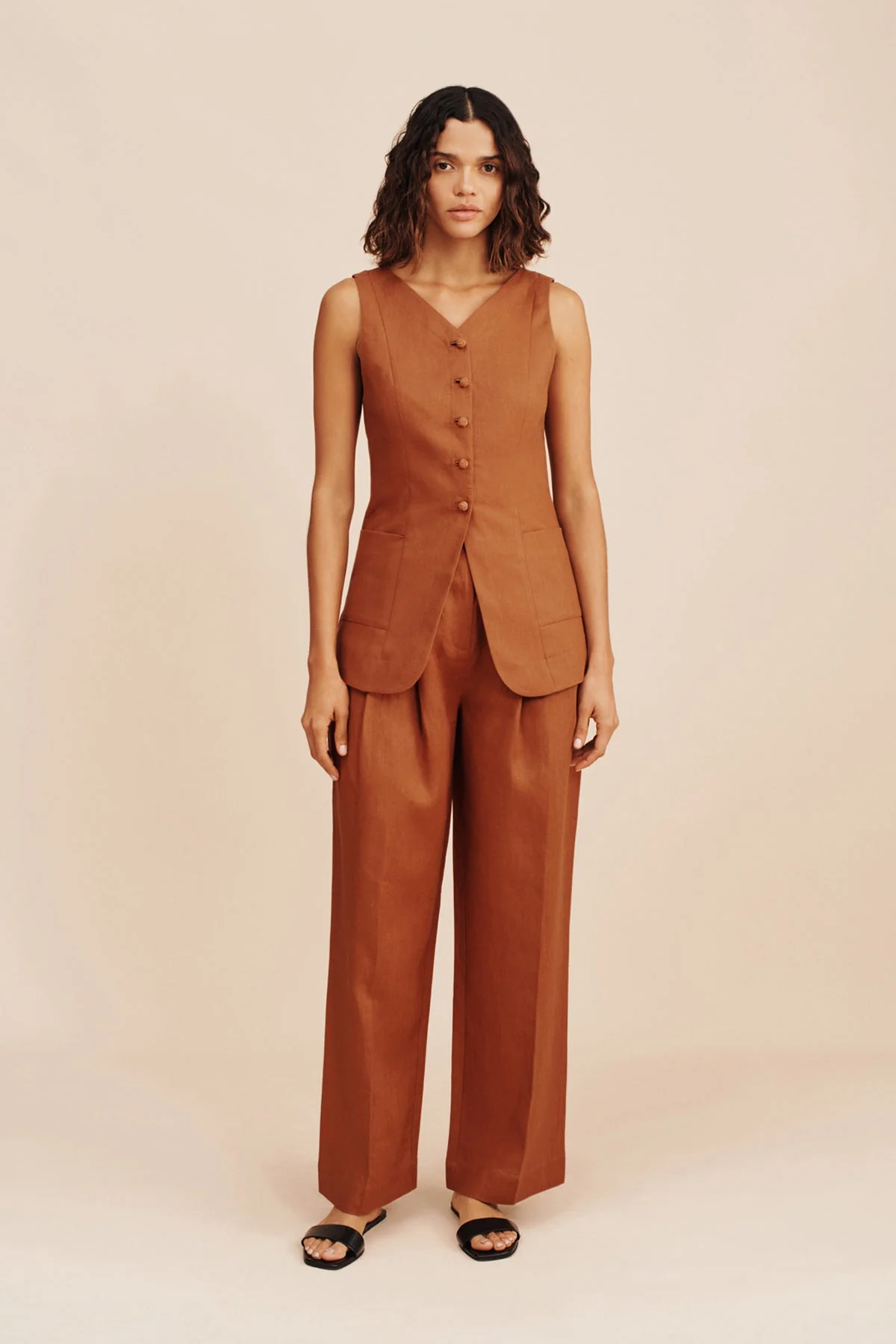 Posse - LORENZO HIGH NECK VEST - CHESTNUT - Image 3