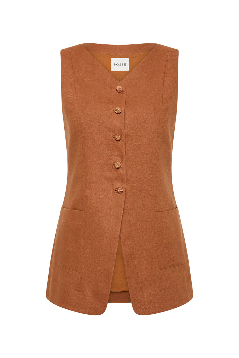 Posse - LORENZO HIGH NECK VEST - CHESTNUT - Image 7