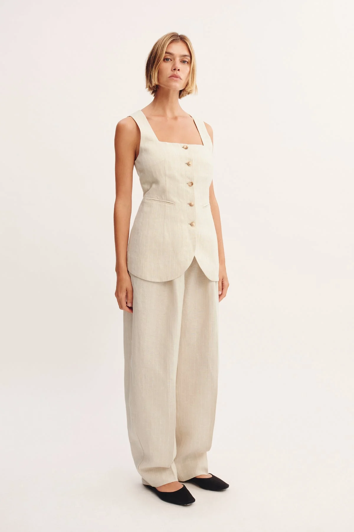 Posse - LUCILLE GILET - BEIGE PINSTRIPE - Image 12