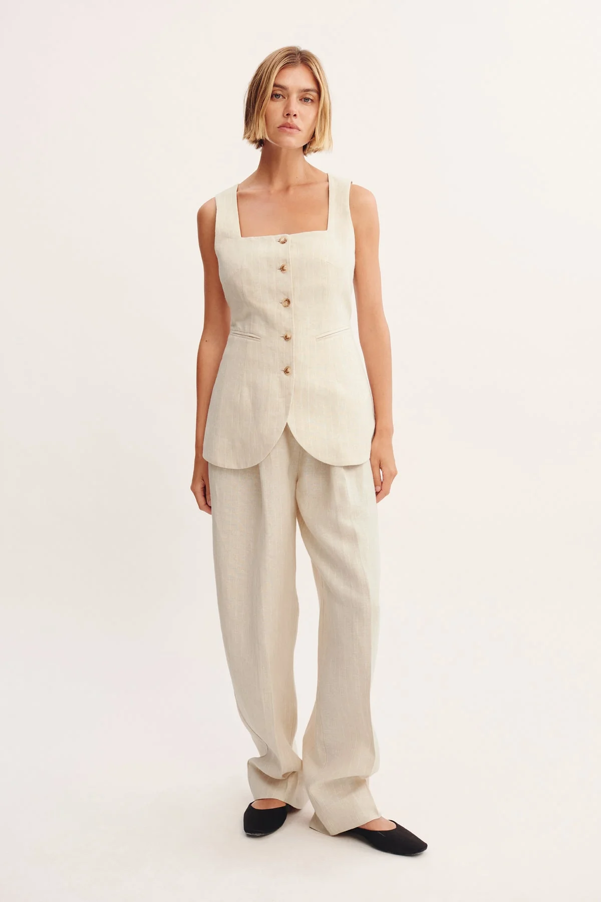Posse - LUCILLE GILET - BEIGE PINSTRIPE - Image 14
