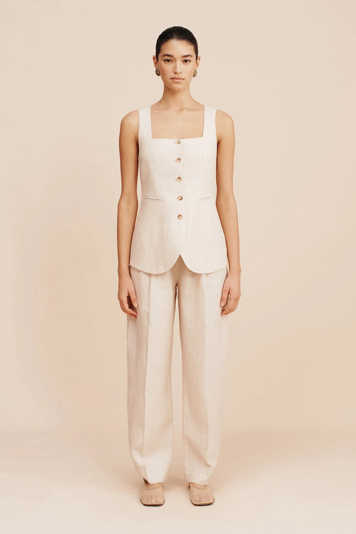 Posse - LUCILLE GILET - BEIGE PINSTRIPE - Image 3