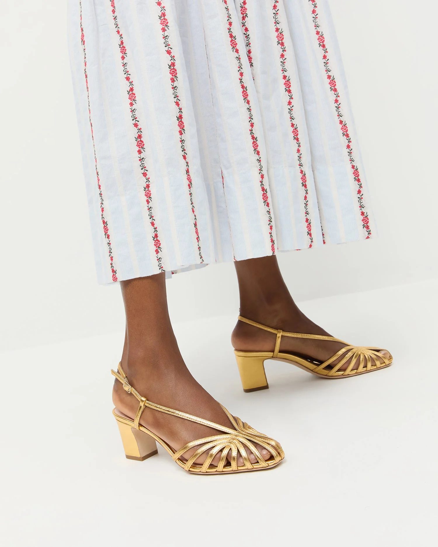 Loeffler Randall - Priscilla Gold Lattice Heeled Sandal - Image 2