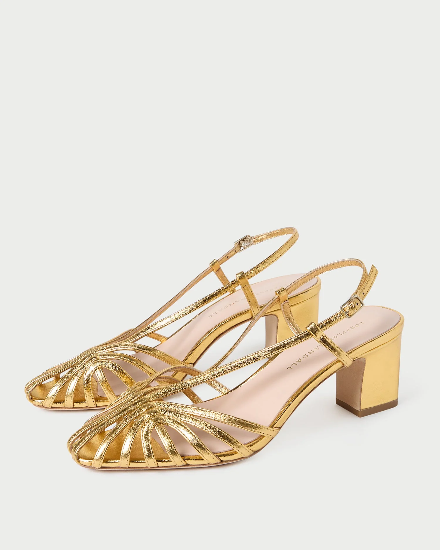 Loeffler Randall - Priscilla Gold Lattice Heeled Sandal - Image 5