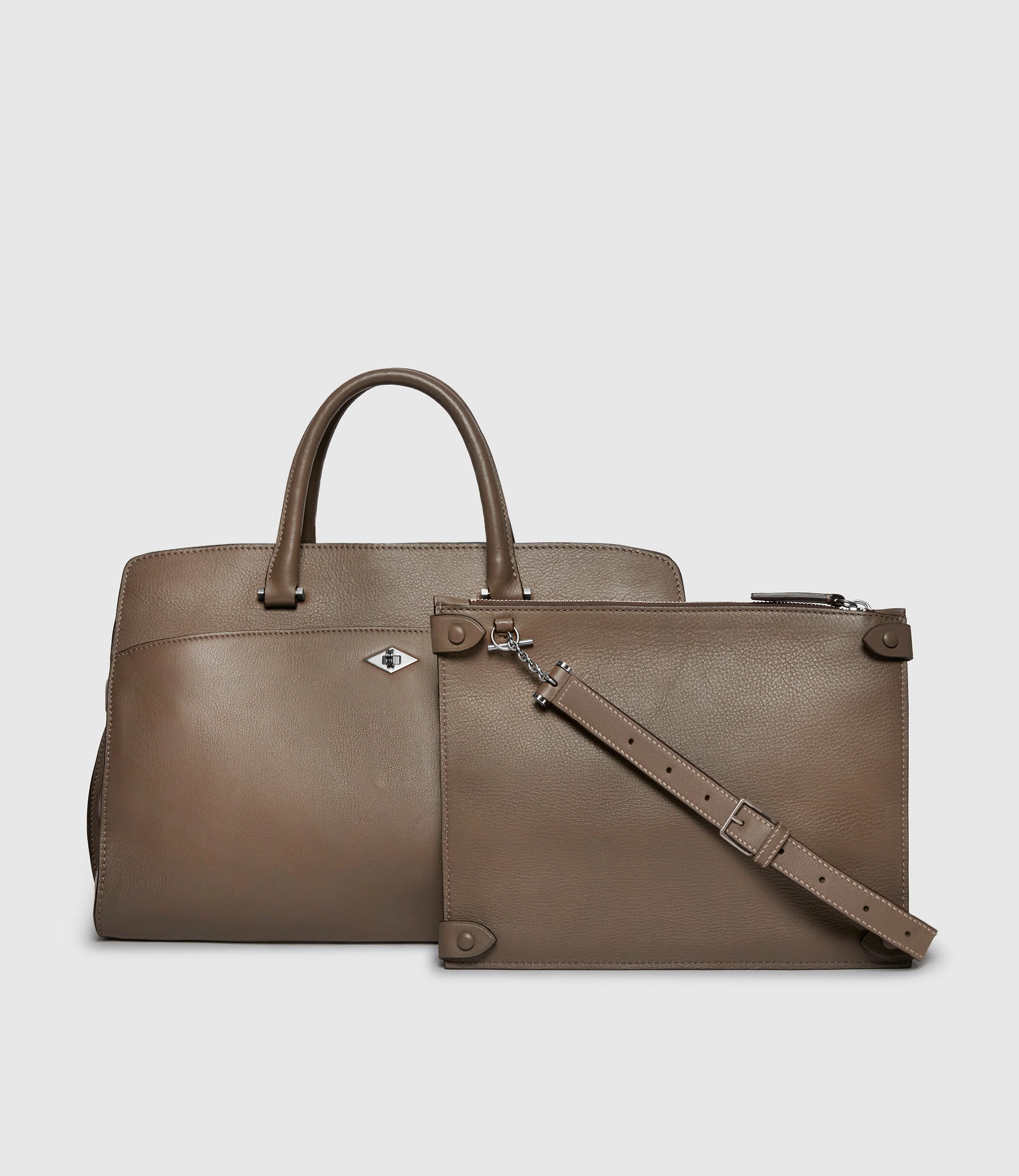 Metier - Private Eye Bag with Shoulder Strap Smooth Calfskin Taupe - Image 2