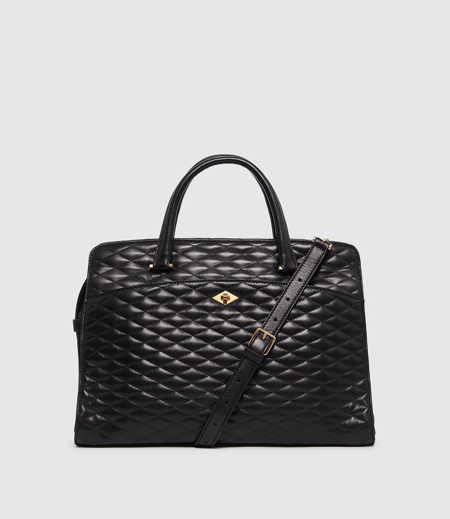 Metier - Private Eye Nappa Diamond Quilt Black with Gold Hardware