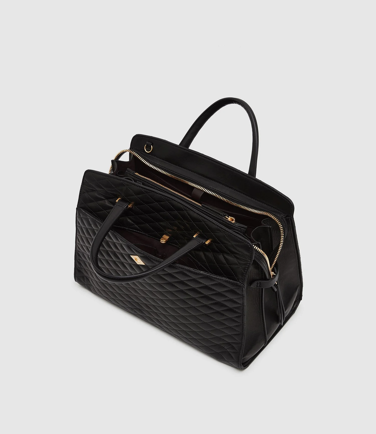Metier - Private Eye Nappa Diamond Quilt Black with Gold Hardware - Image 3