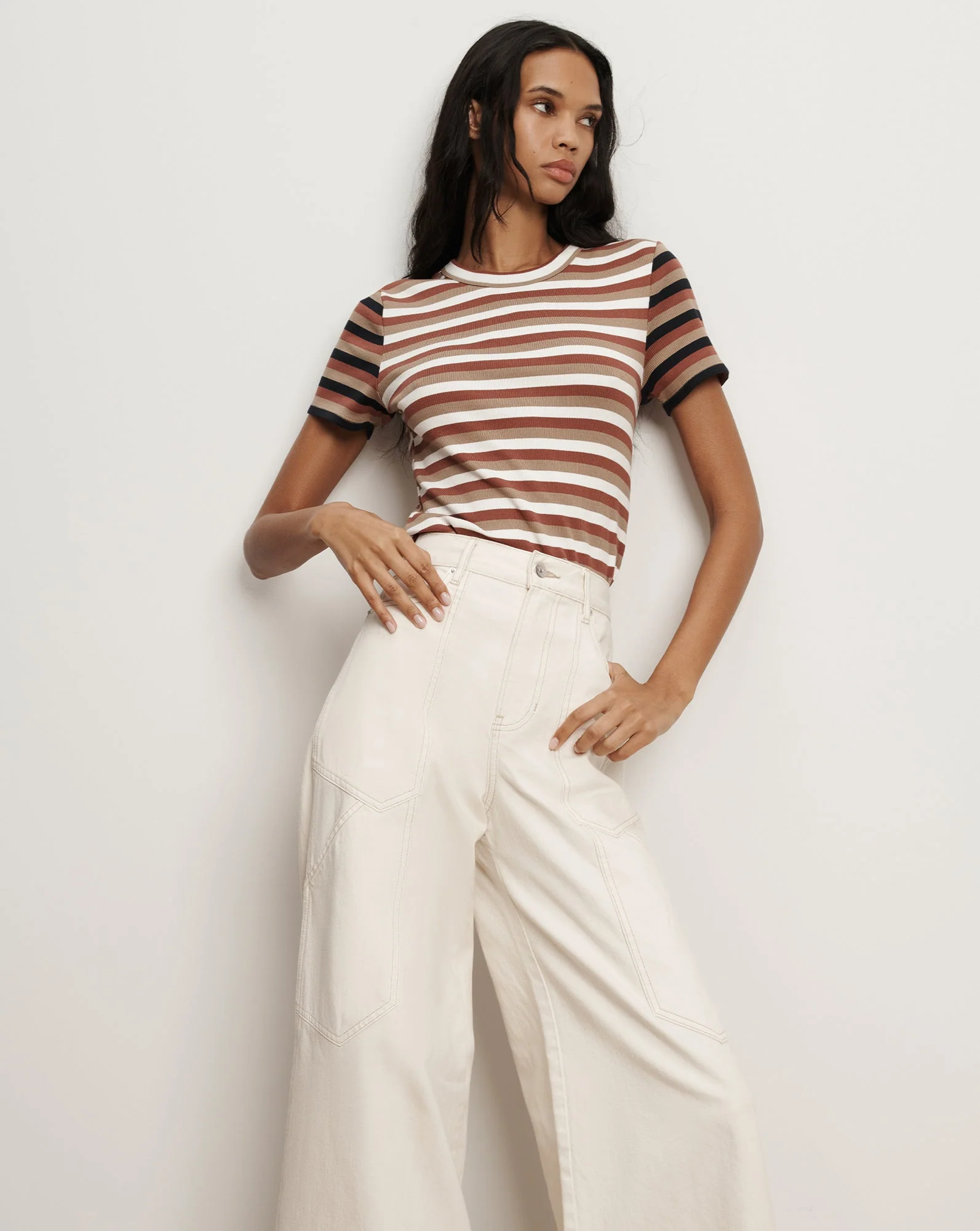 Veronica Beard - Pruitt Striped Ribbed T - Shirt