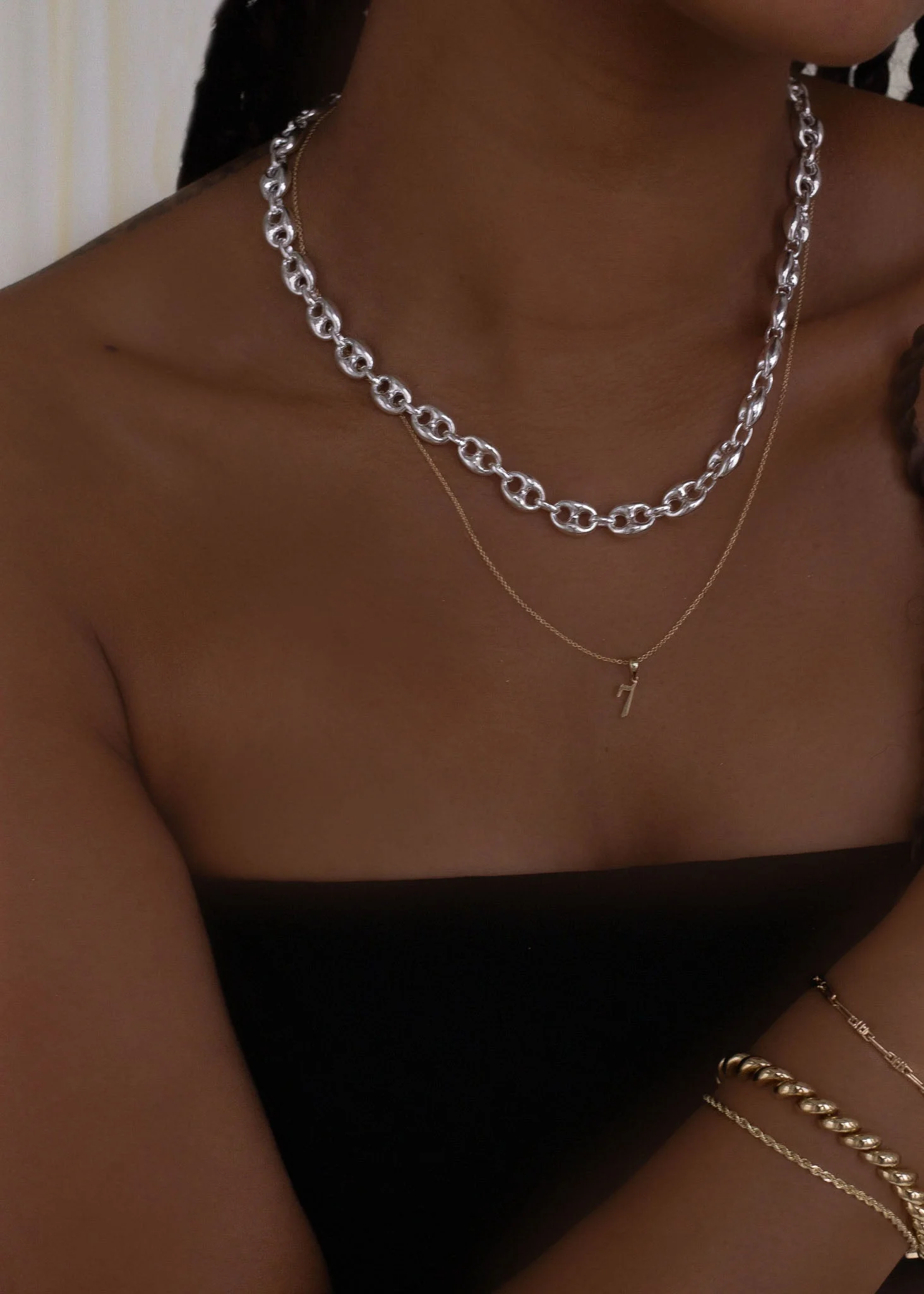 Kinn - Puffed Mariner Chain Necklace Silver - Image 3
