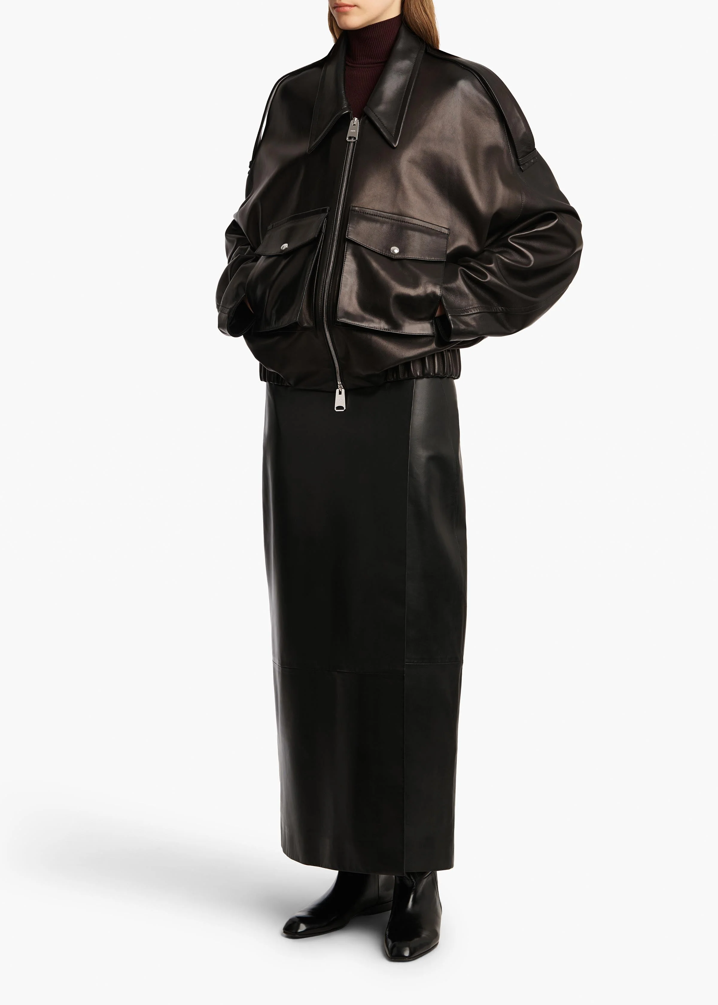 Khaite - Quinn Skirt in Black Leather - Image 2