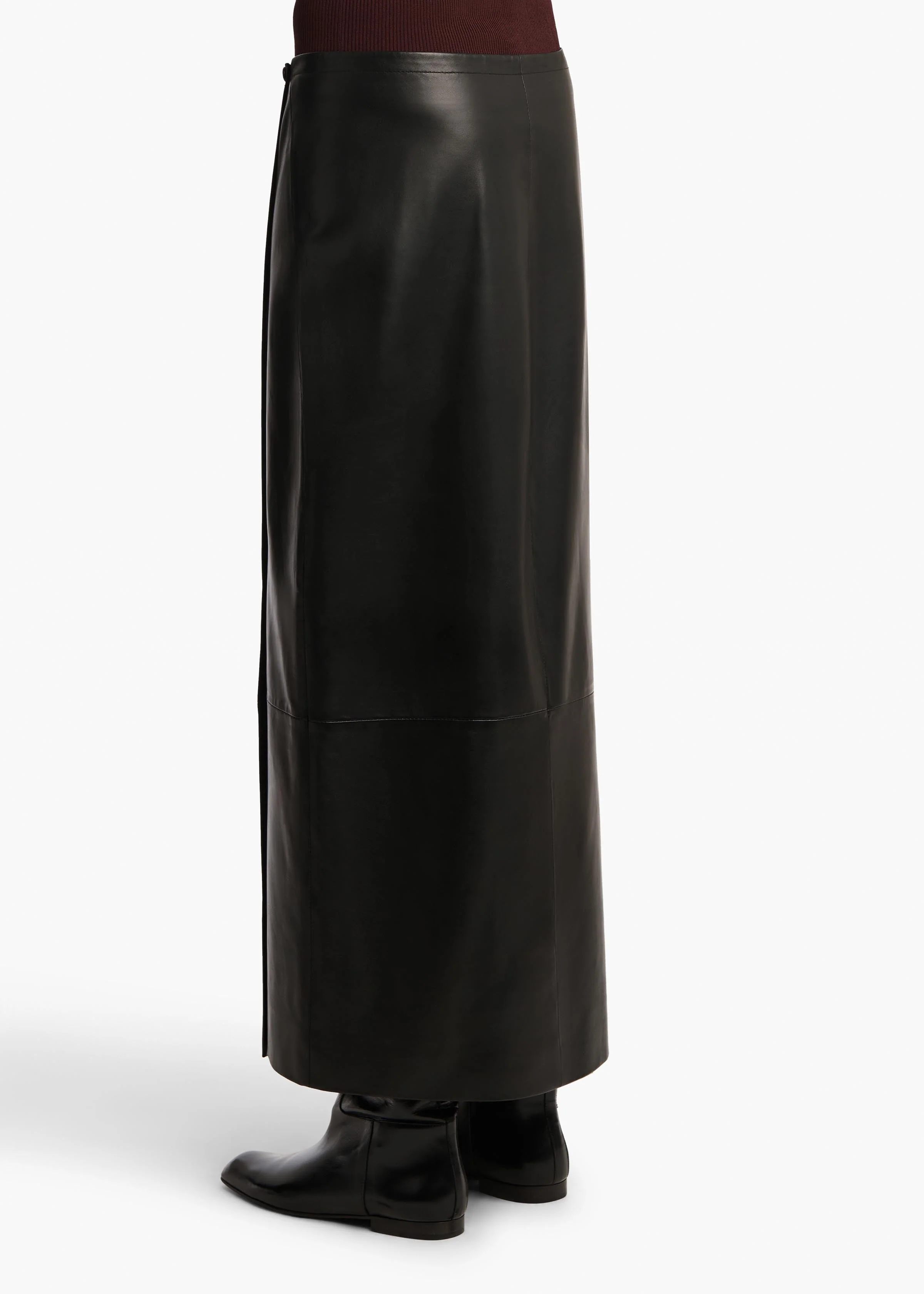 Khaite - Quinn Skirt in Black Leather - Image 4