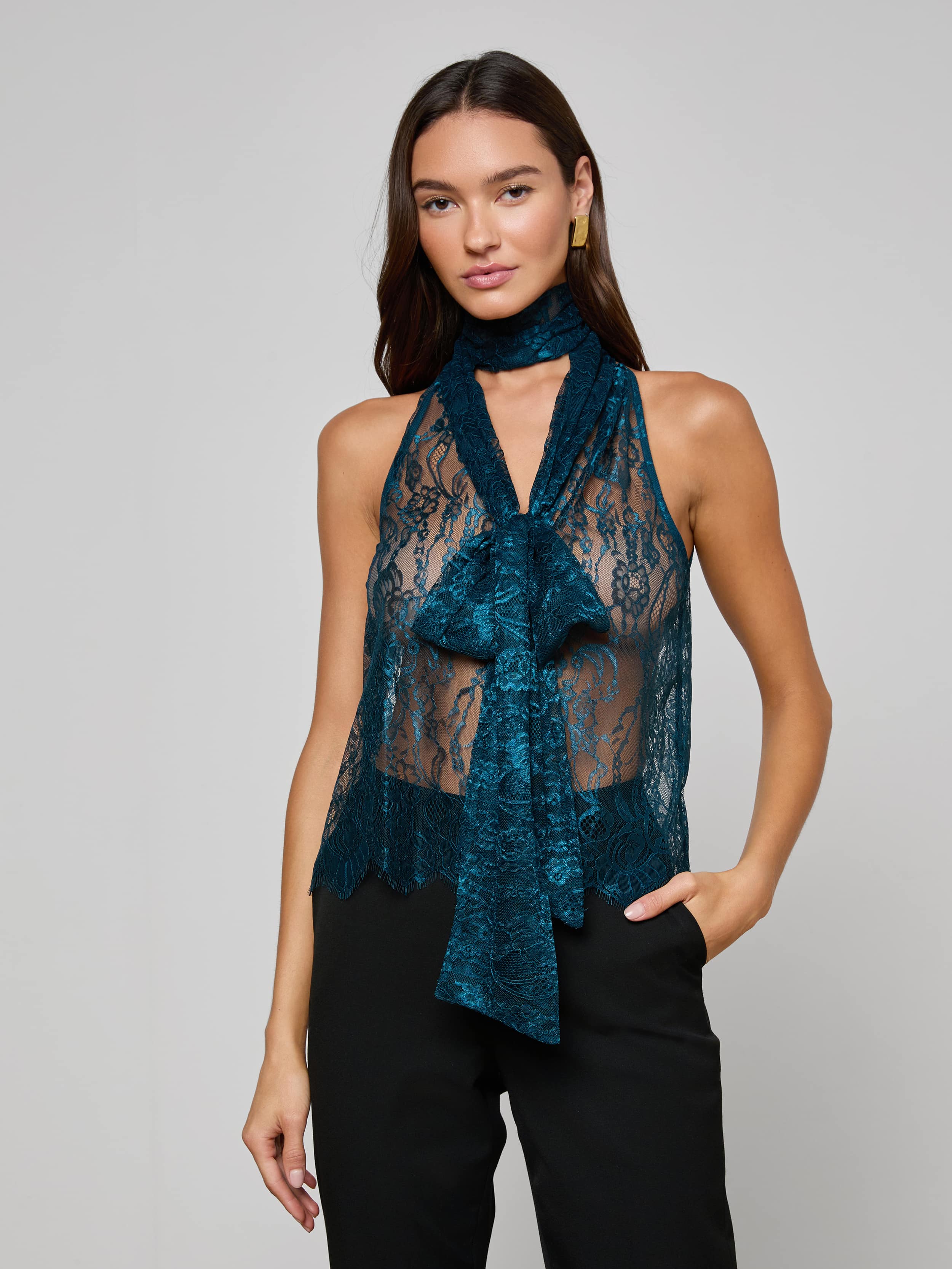 L'AGENCE - Reece Lace Tie Neck Blouse - Image 7